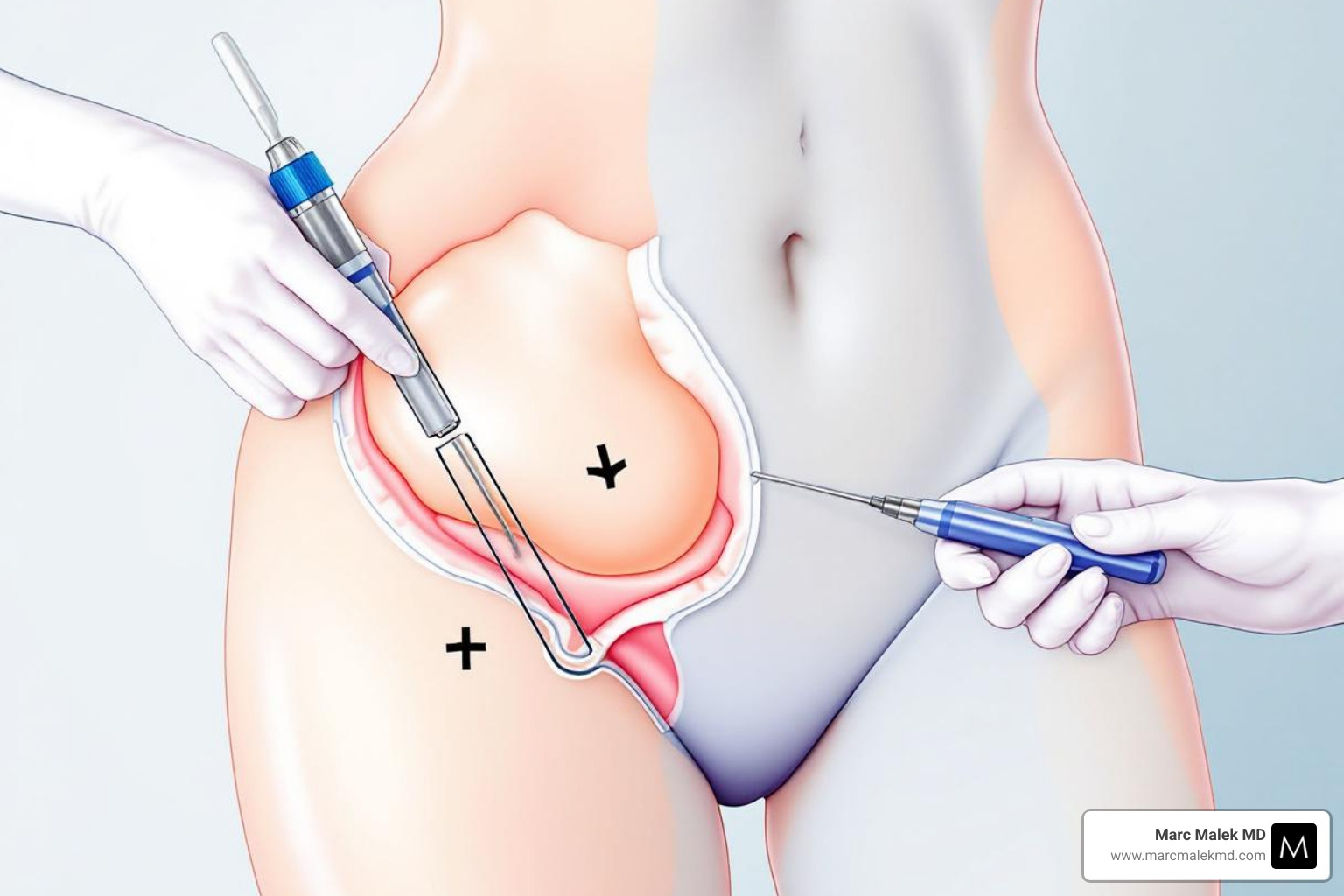 Liposuction illustration showing common donor areas like the abdomen, flanks, and thighs, with a cannula gently removing fat - breast fat transfer Liposuction illustration showing common donor areas like the abdomen, flanks, and thighs, with a cannula gently removing fat - breast fat transfer