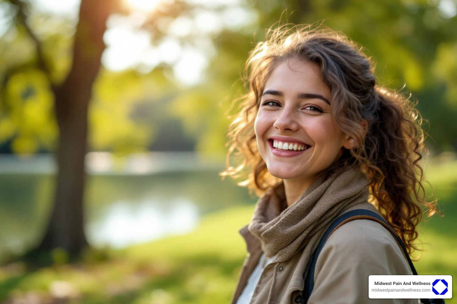patient enjoying a headache-free activity outdoors - migraine / headache + botox