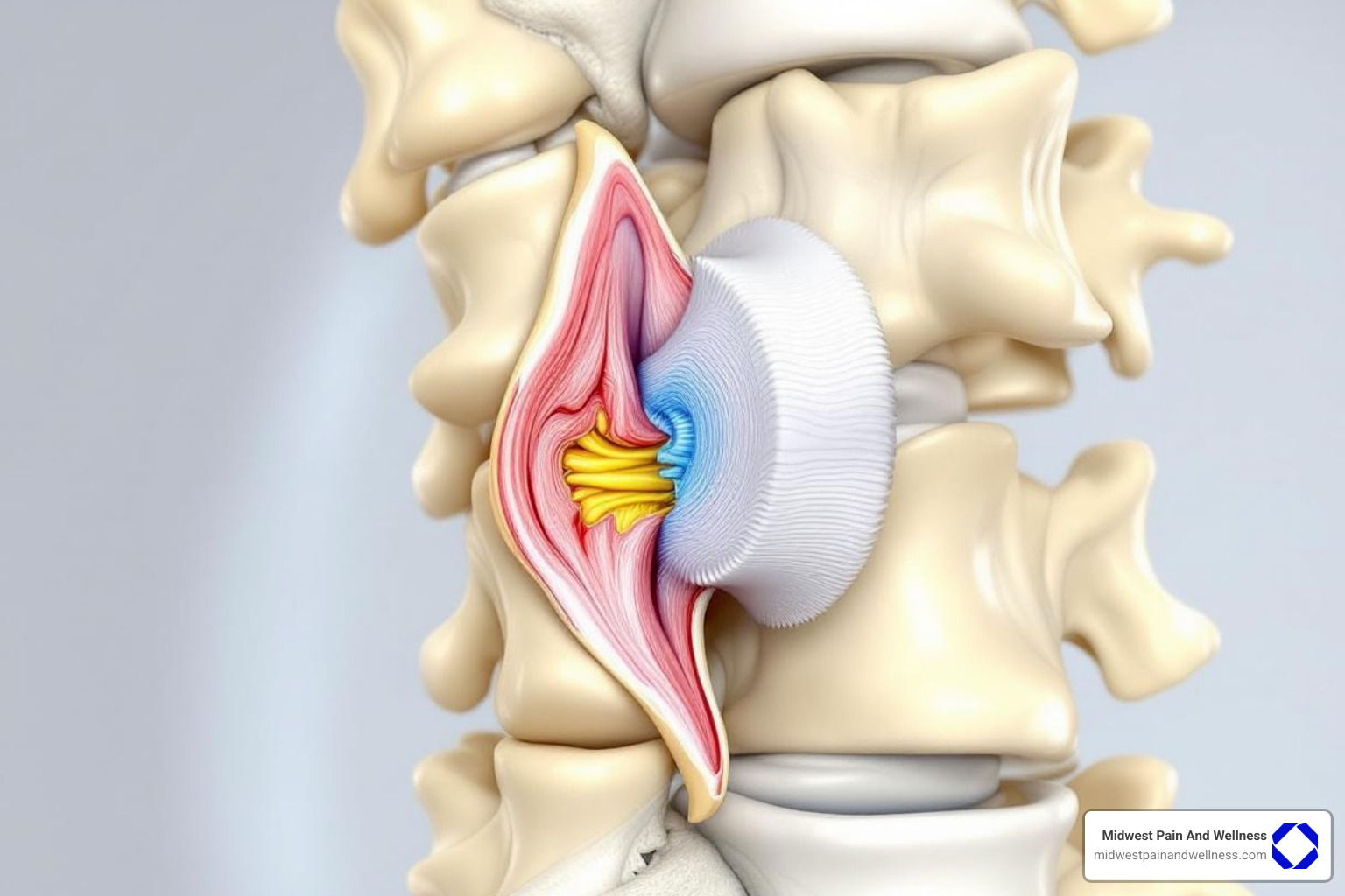 illustrating a herniated disc pressing on a nerve root - non-surgical treatment for sciatica chicago