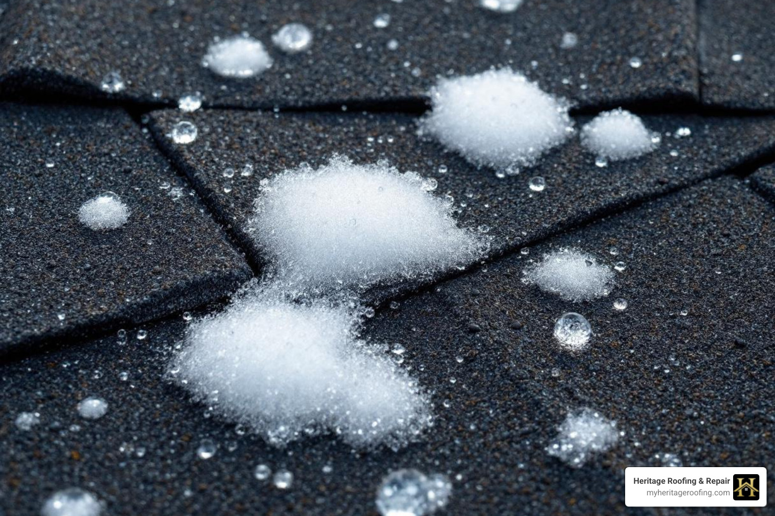 close-up of hail damage on an asphalt shingle - storm damage repair close-up of hail damage on an asphalt shingle - storm damage repair