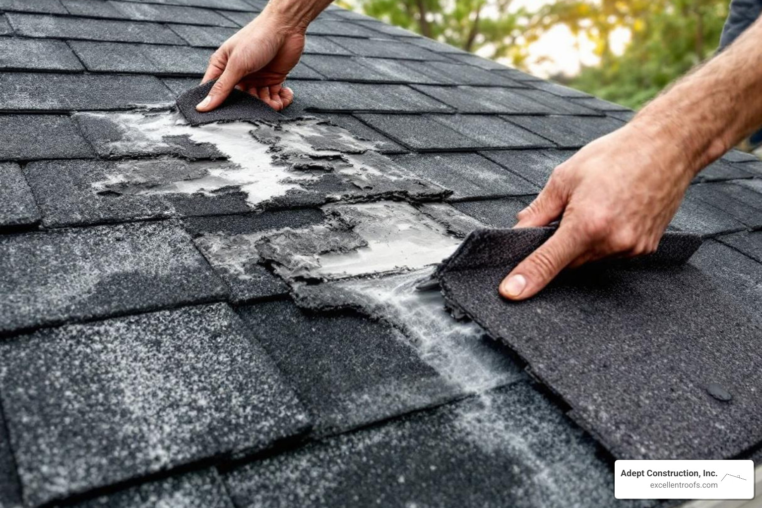 sequence showing the removal and replacement of a single asphalt shingle - fix roof shingles