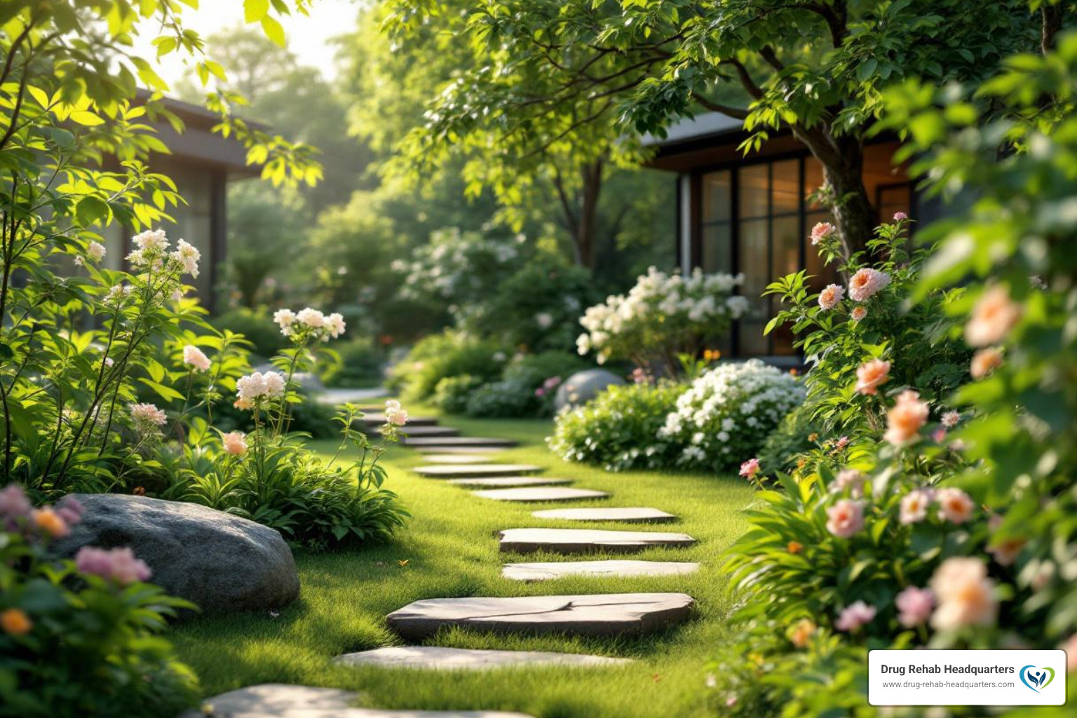 peaceful garden at a treatment facility - detox pompano beach