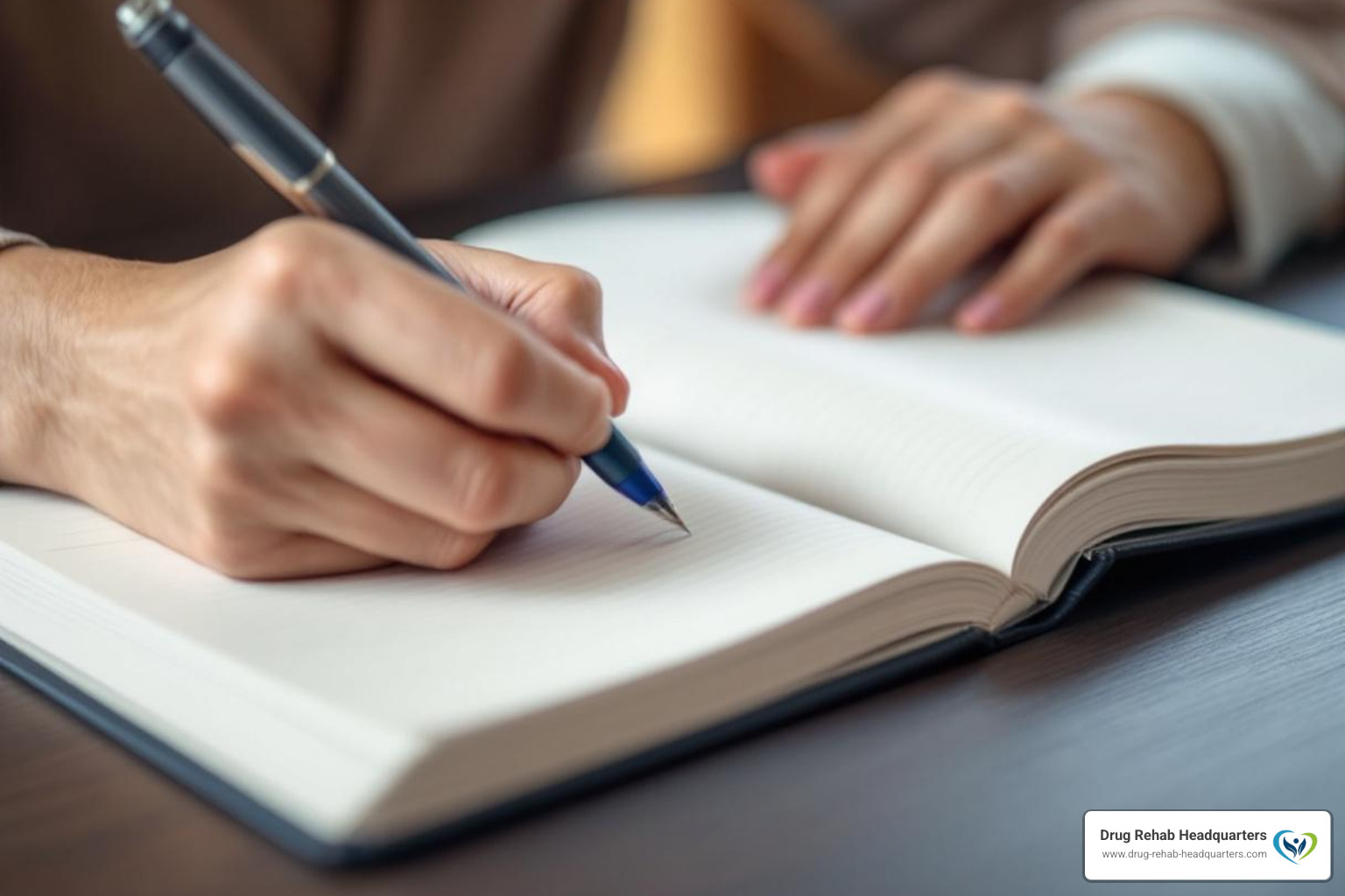 A person writing in a journal or planner, symbolizing the creation of a personal plan - relapse prevention program