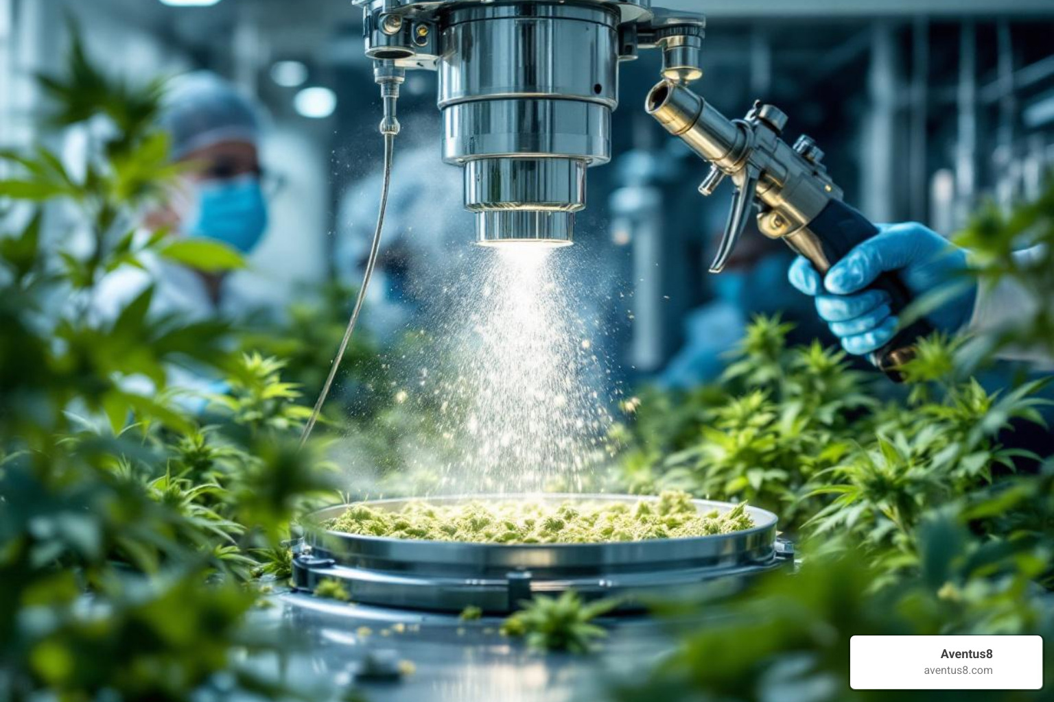 Image of the Delta 8 flower manufacturing process, highlighting infusion and quality control at Aventus8 in Hollywood, FL. - buy delta 8 thc flower online