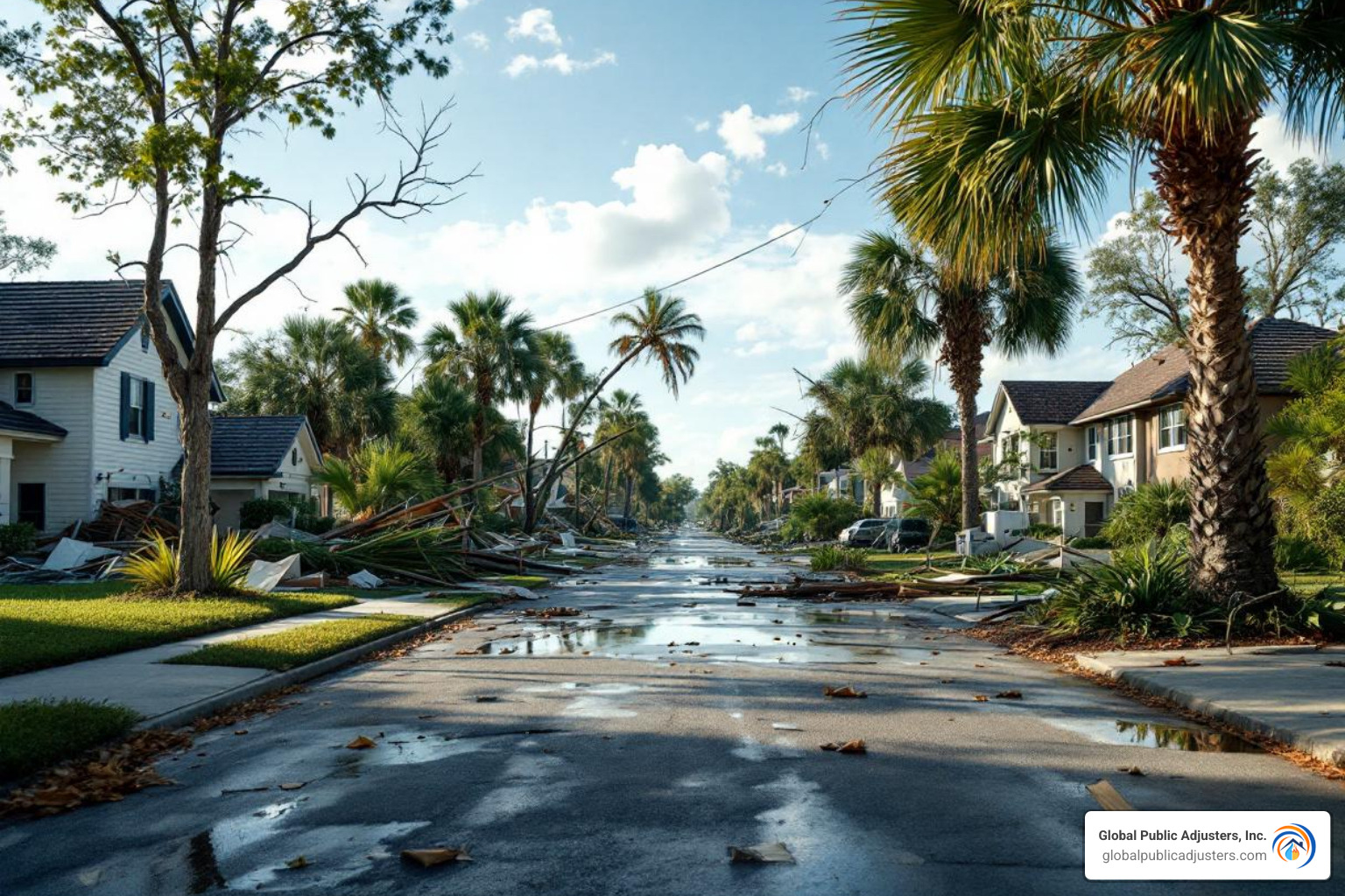hurricane damage in a Florida neighborhood - miami insurance adjuster