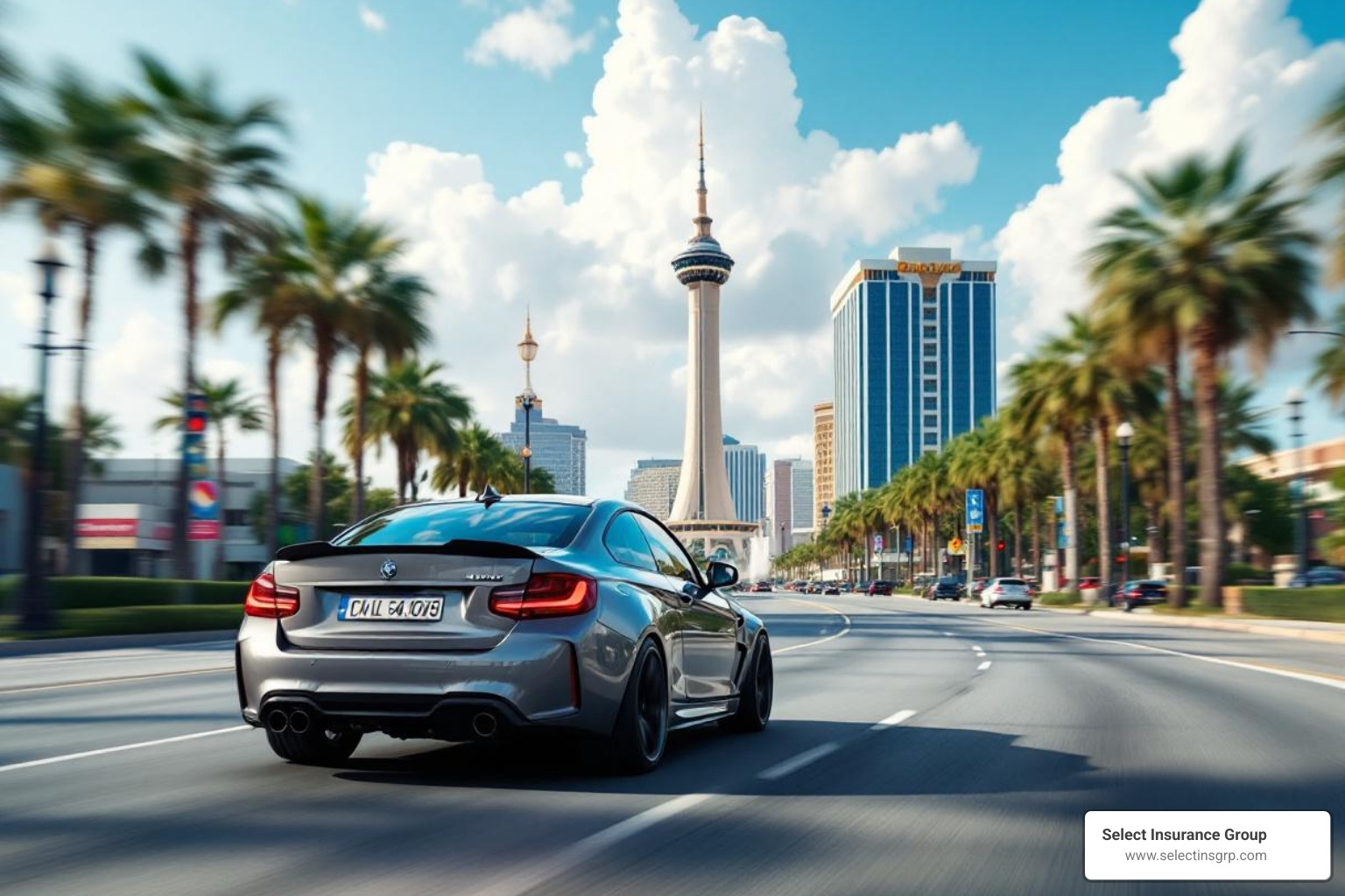 a car on an Orlando street near a landmark - insurance agency orlando a car on an Orlando street near a landmark - insurance agency orlando