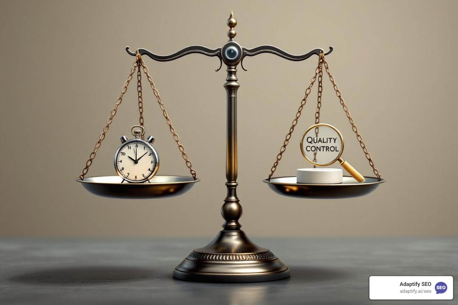 A scale balancing "Speed" and "Quality Control" - Automated blog post writer