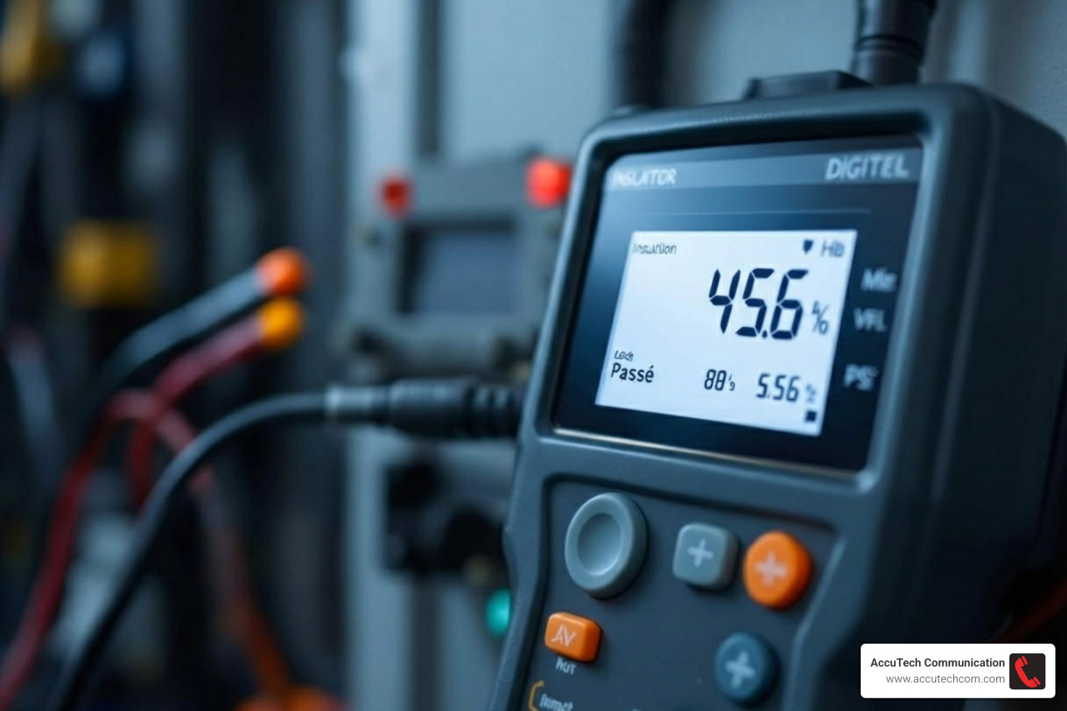 insulation resistance tester showing passing value - low voltage cable testing