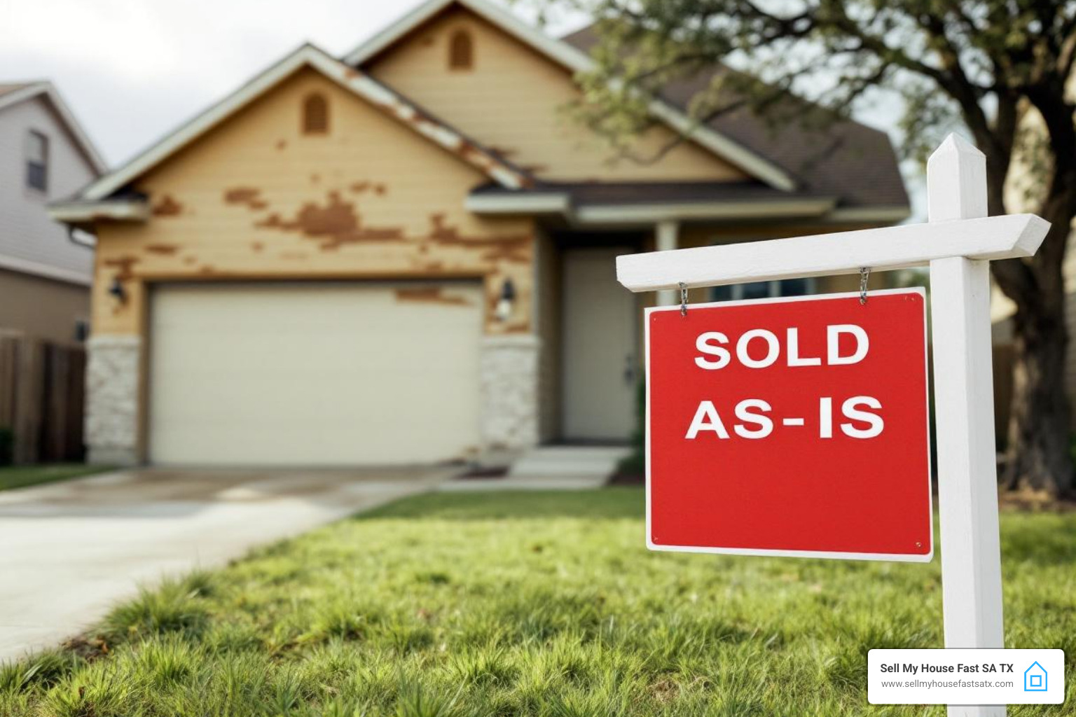 House with "Sold As-Is" sign - process of selling a house for cash​