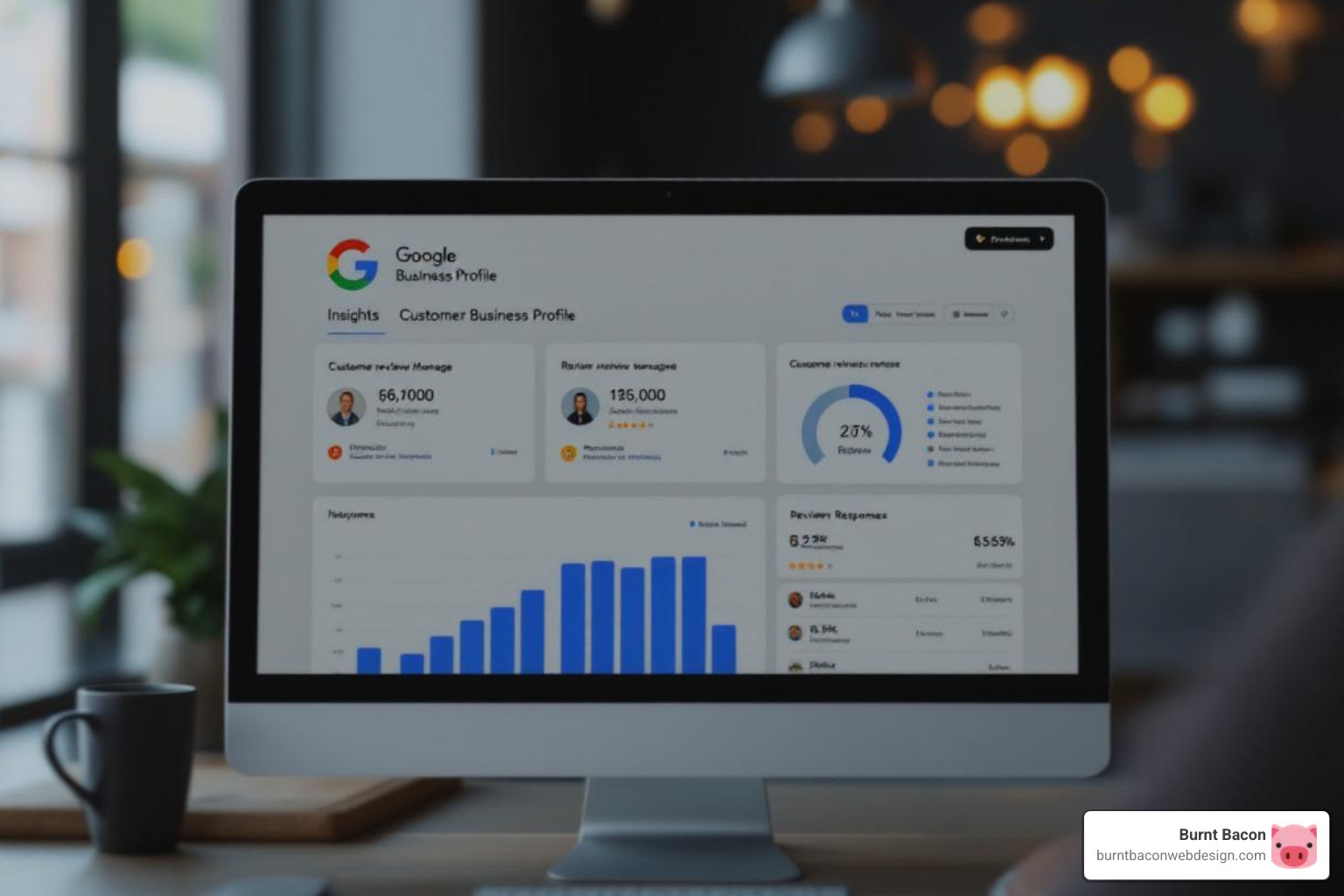Google Business Profile dashboard showing insights and review management - improve local ranking Google Business Profile dashboard showing insights and review management - improve local ranking