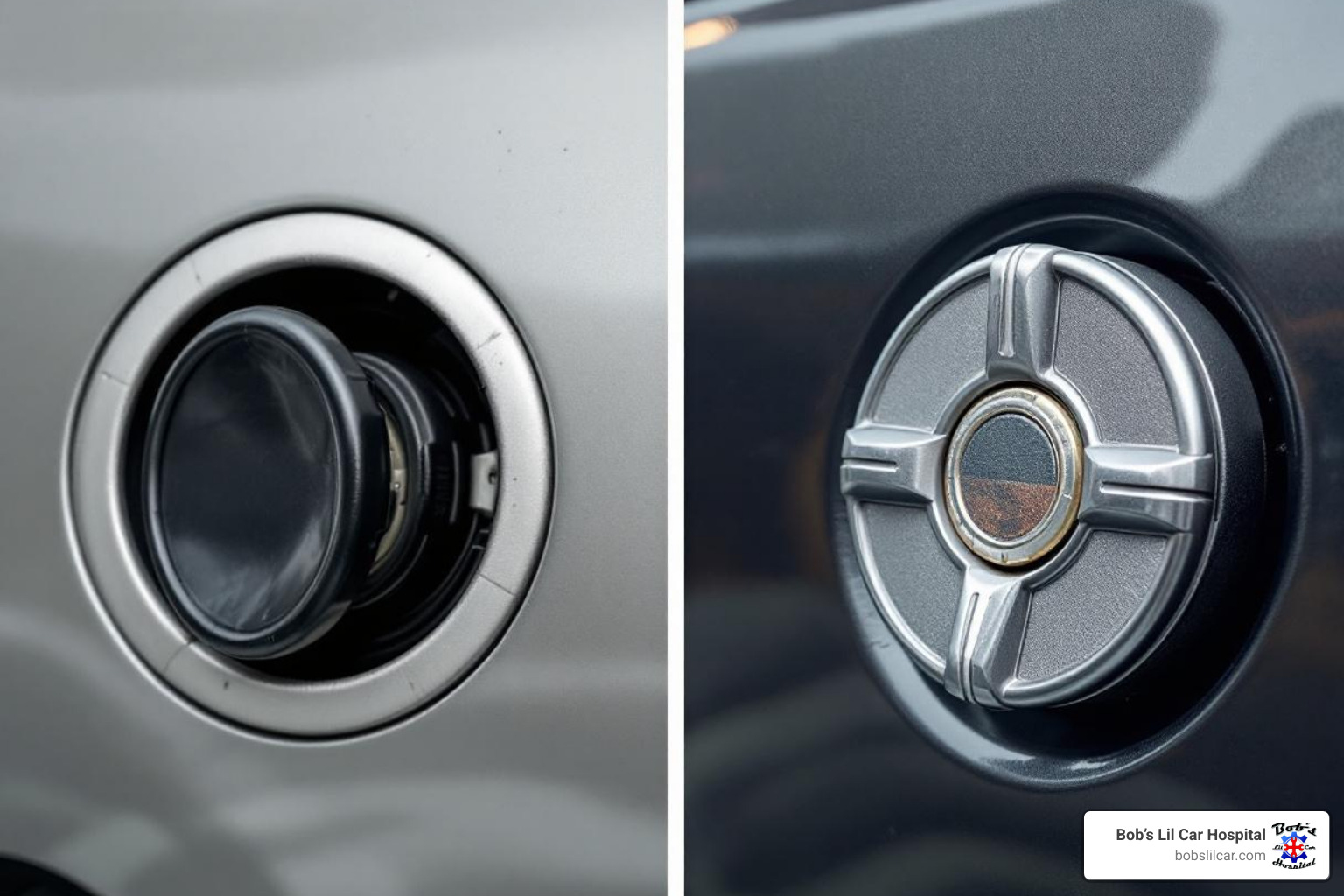 loose gas cap next to a properly tightened one - honda accord check engine light reset