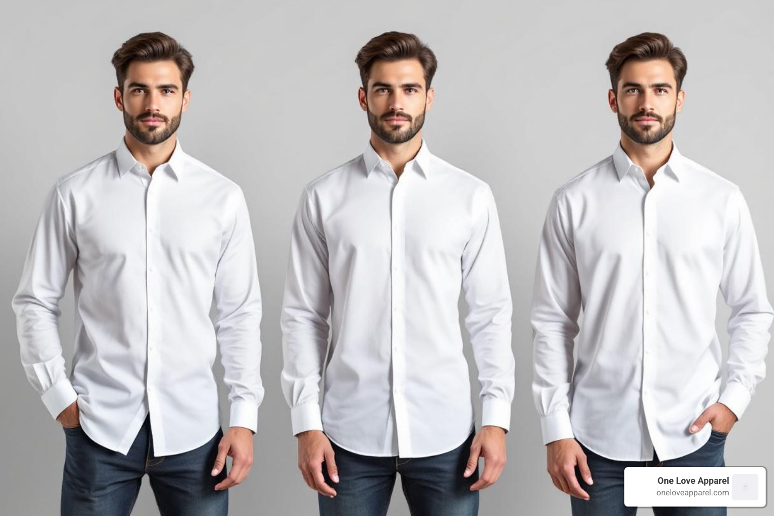 man modeling slim fit, regular fit, and relaxed fit long sleeve shirts - long sleeve cotton white shirt for men