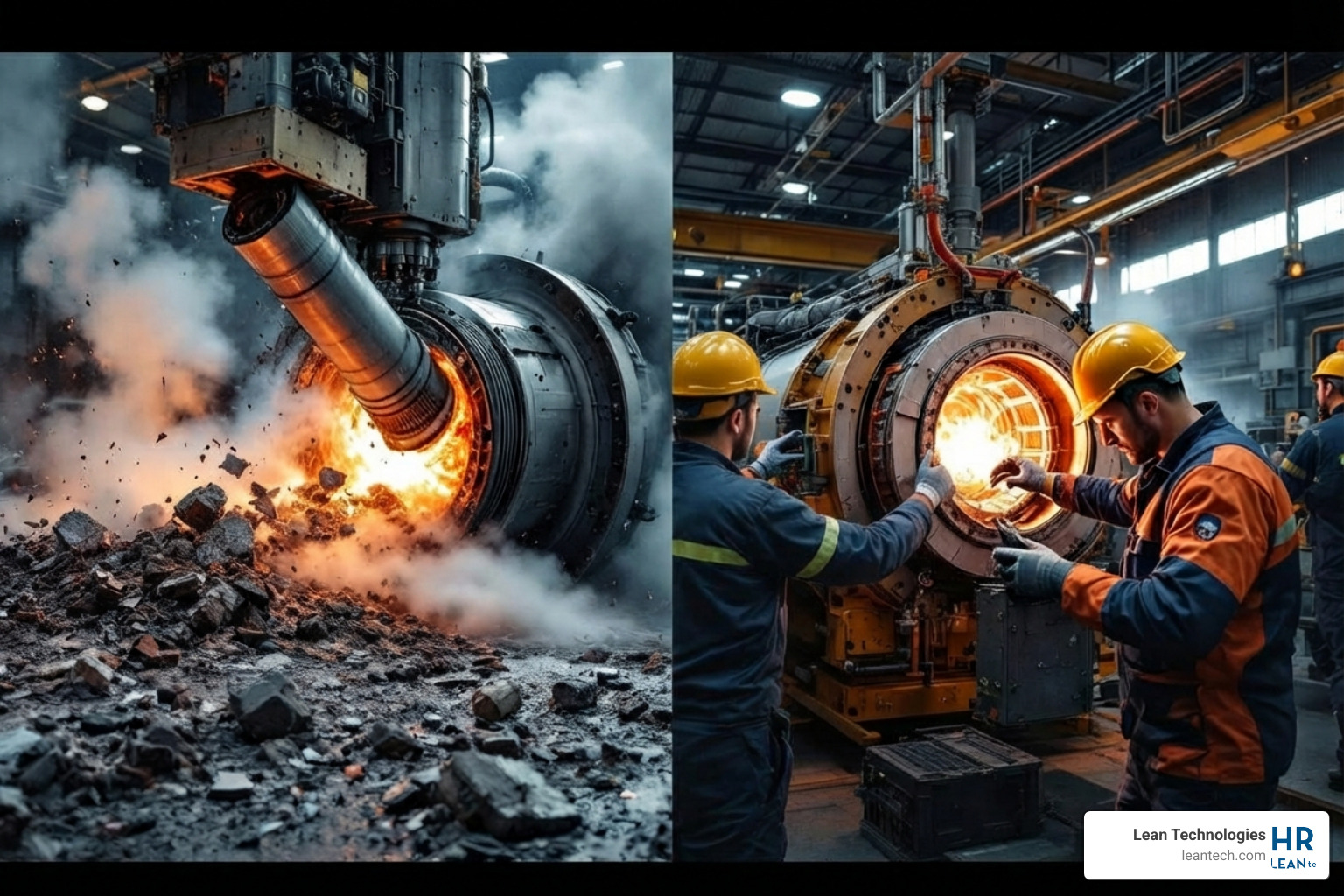 Chaotic breakdown vs. planned maintenance - reactive preventive predictive proactive maintenance