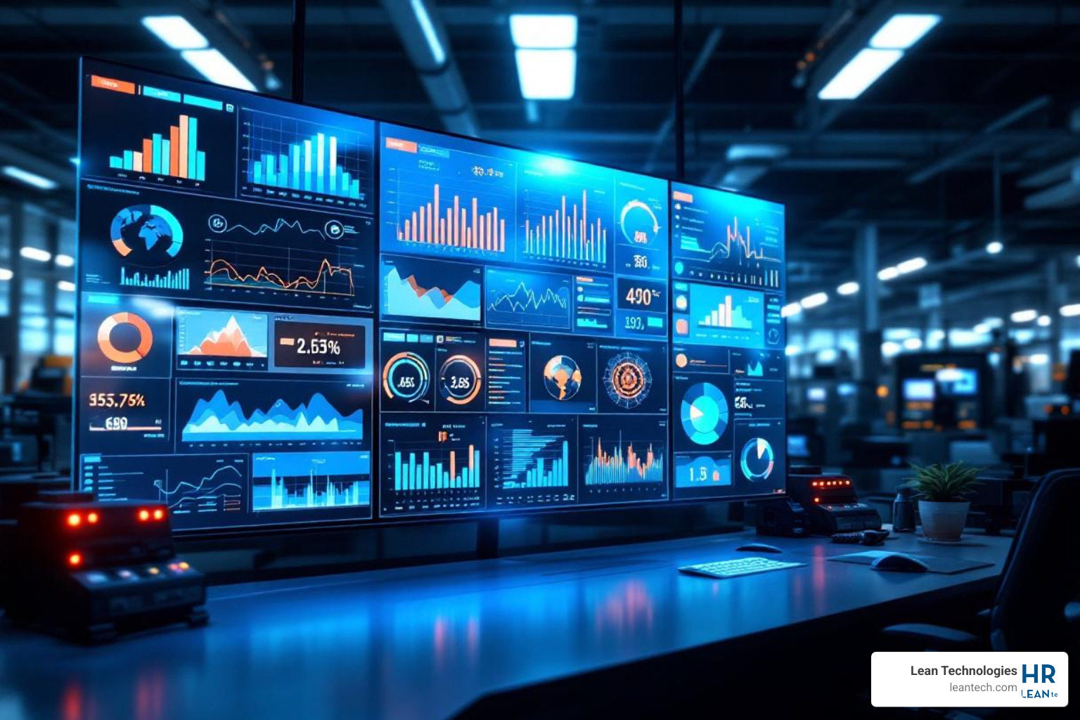 Modern factory dashboard showing real-time production data - Manufacturing operations management