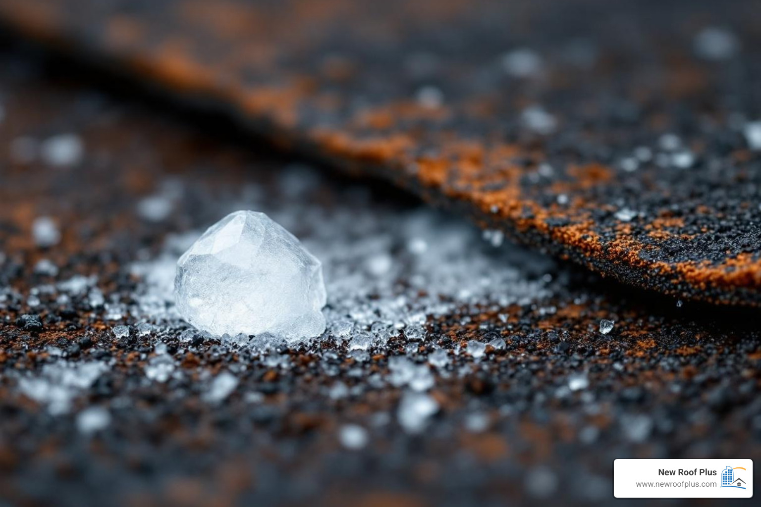 hailstone next to a damaged shingle - roof repair denver hailstone next to a damaged shingle - roof repair denver