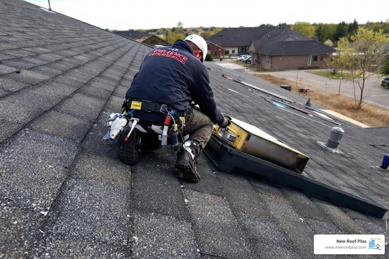 A Fort Collins roof with significant hail damage, showing pockmarks and missing granules - emergency roof repair fort collins