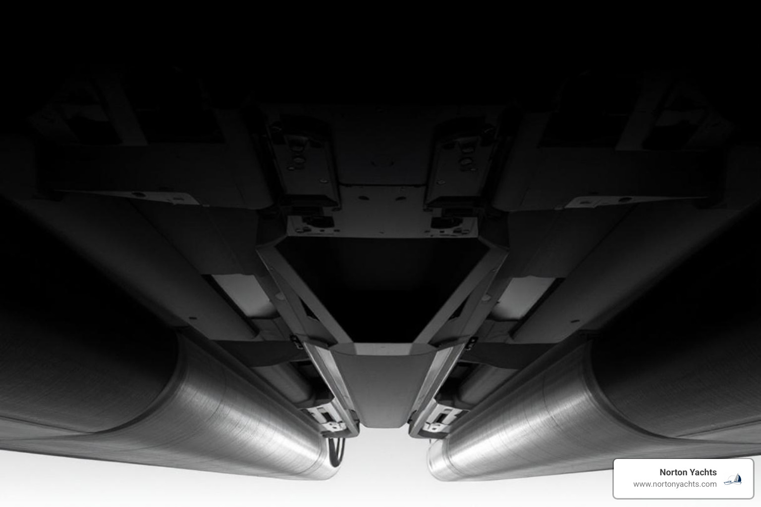 Image of the V-Hull™ design from underneath the boat - bennington l series bowrider