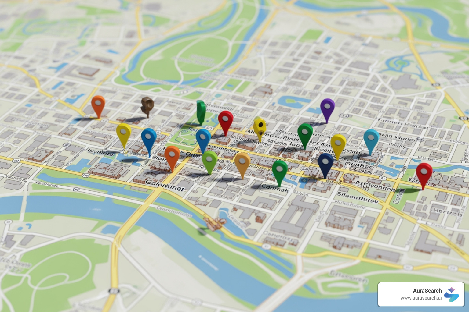 map with pins for local businesses - ai and voice search optimization