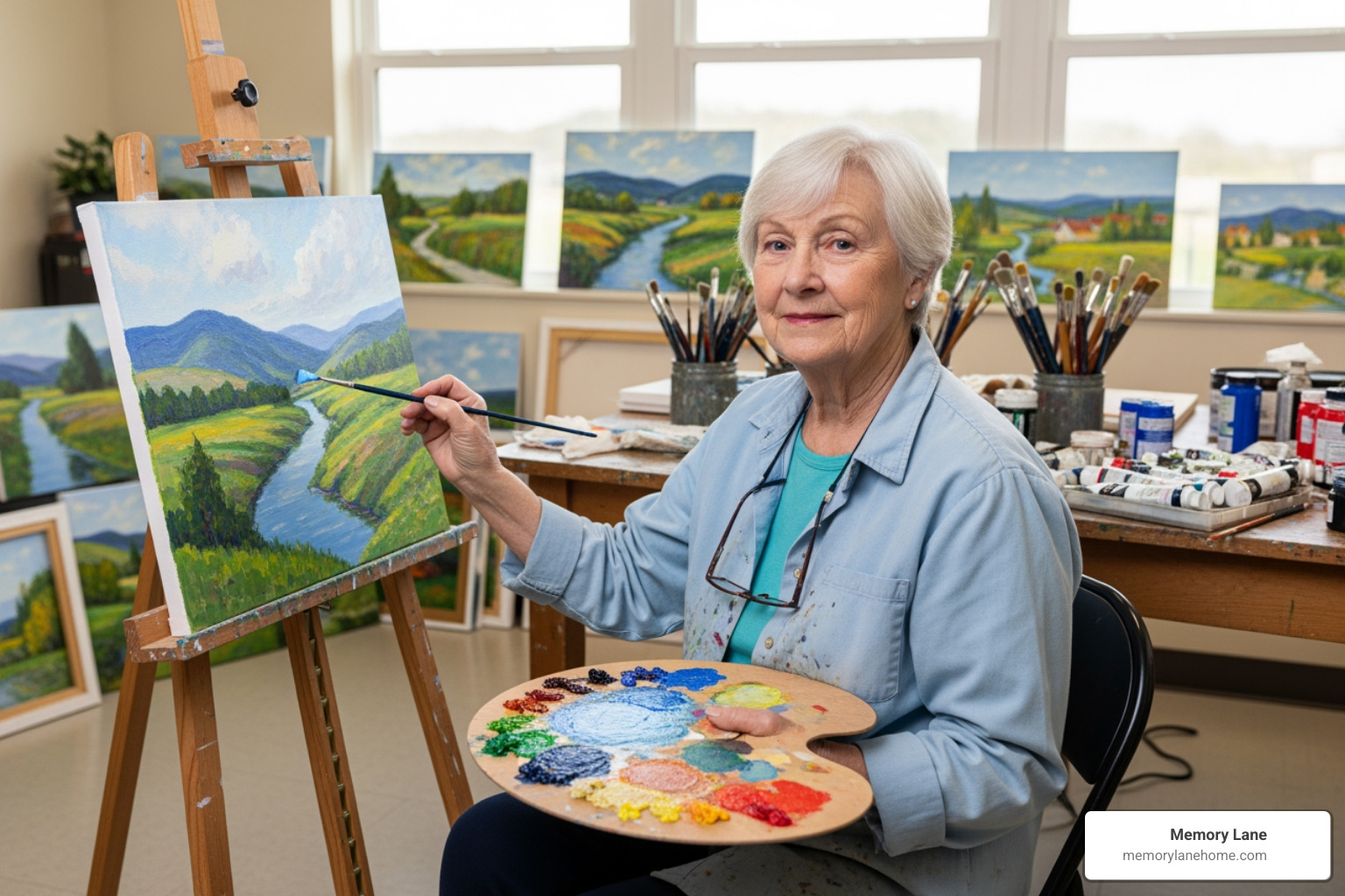 senior resident painting - dementia care facilities Ann Arbor