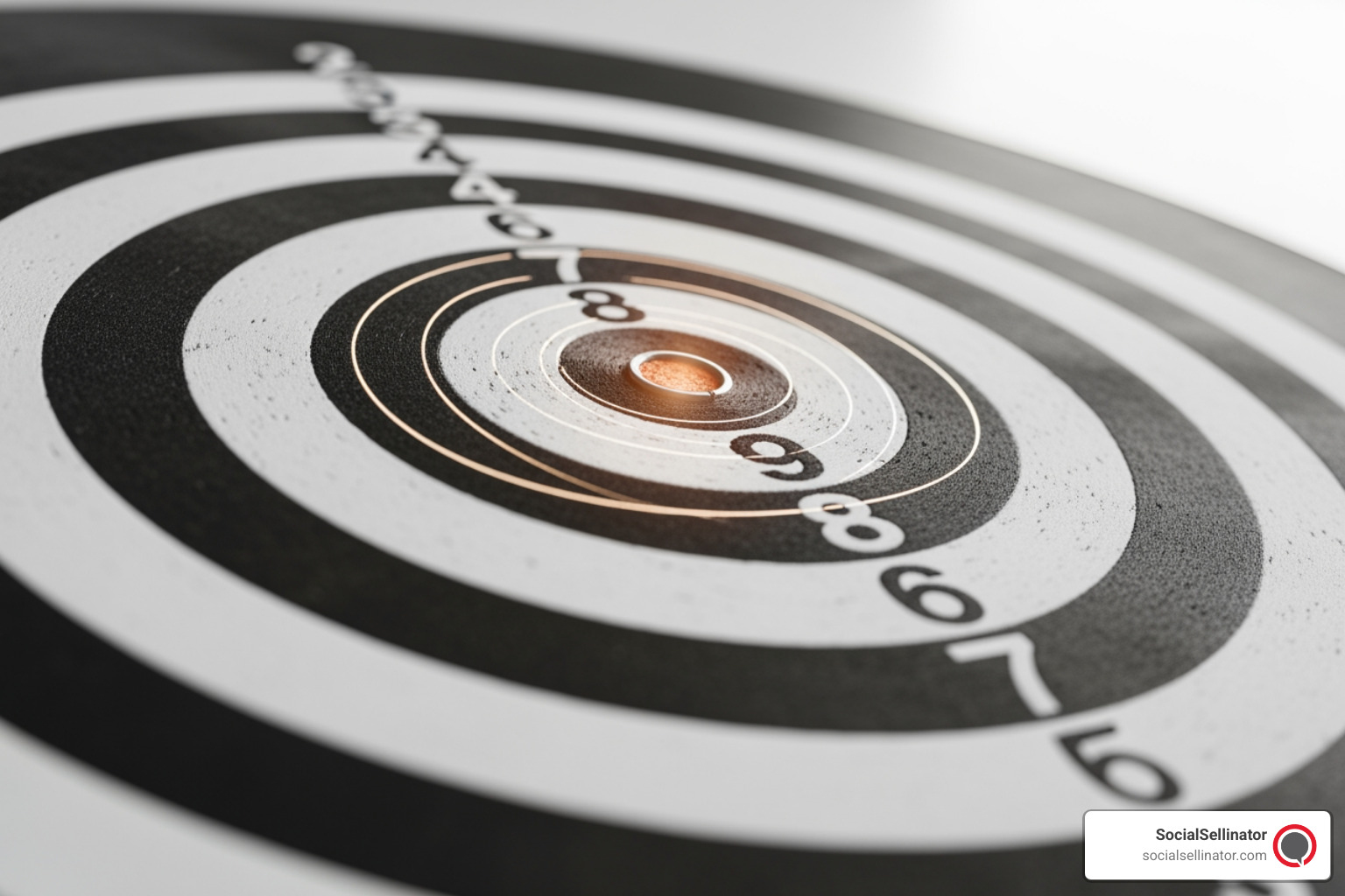 Dartboard with key performance indicators like ROAS, CPA, and LTV in the center rings - Performance marketing analytics