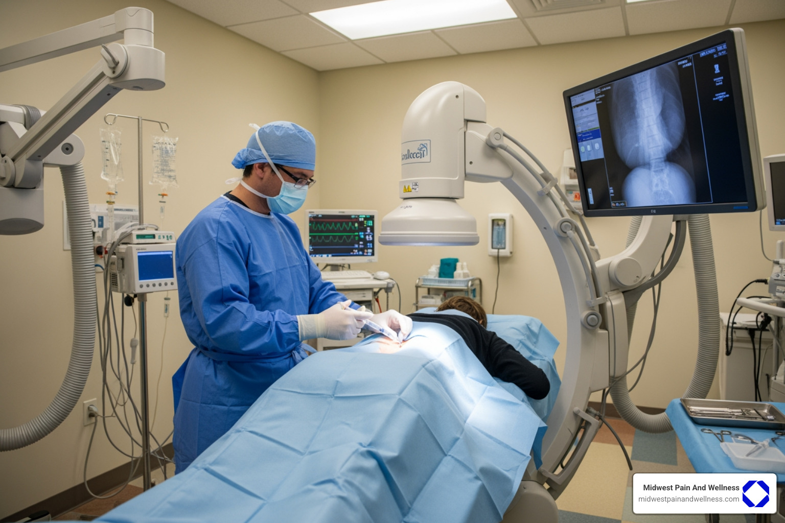patient undergoing fluoroscopy guided injection - medial branch block chicago ridge