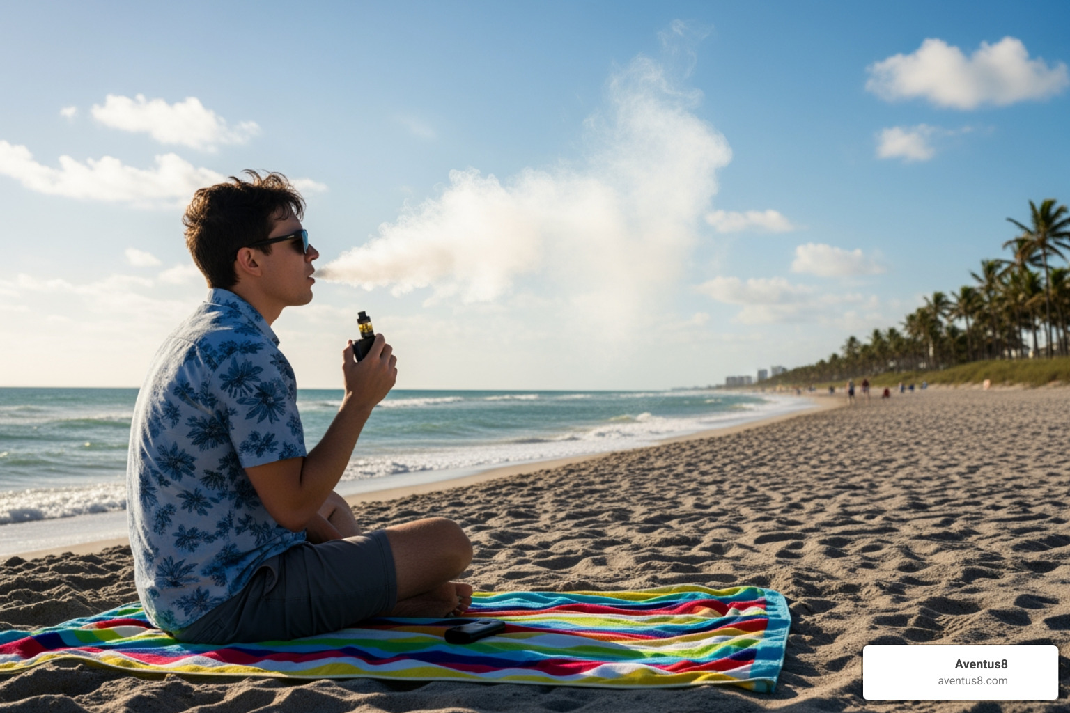 person vaping on hollywood beach - cartridges