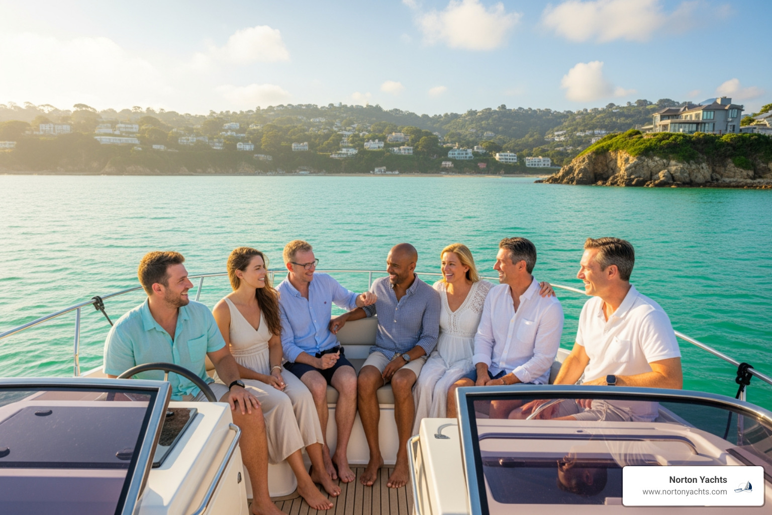Jeanneau Leader 30 cockpit with guests enjoying the day - Jeanneau Leader for sale