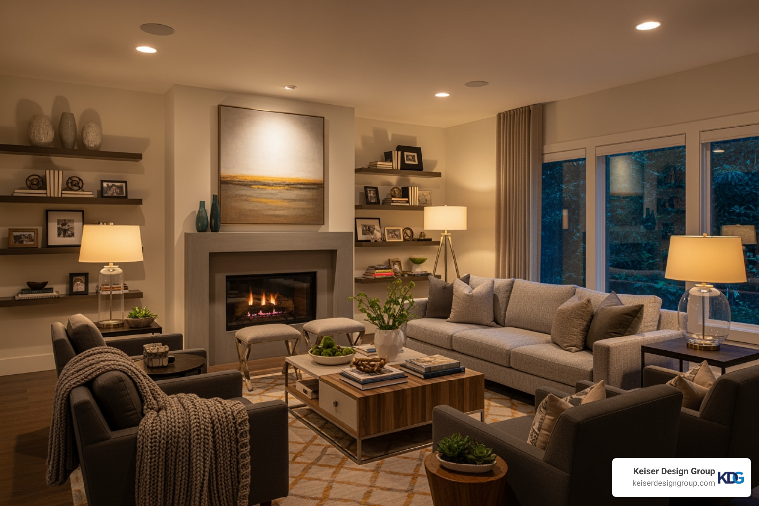 warm, inviting residential living room with personal touches - commercial and residential building design