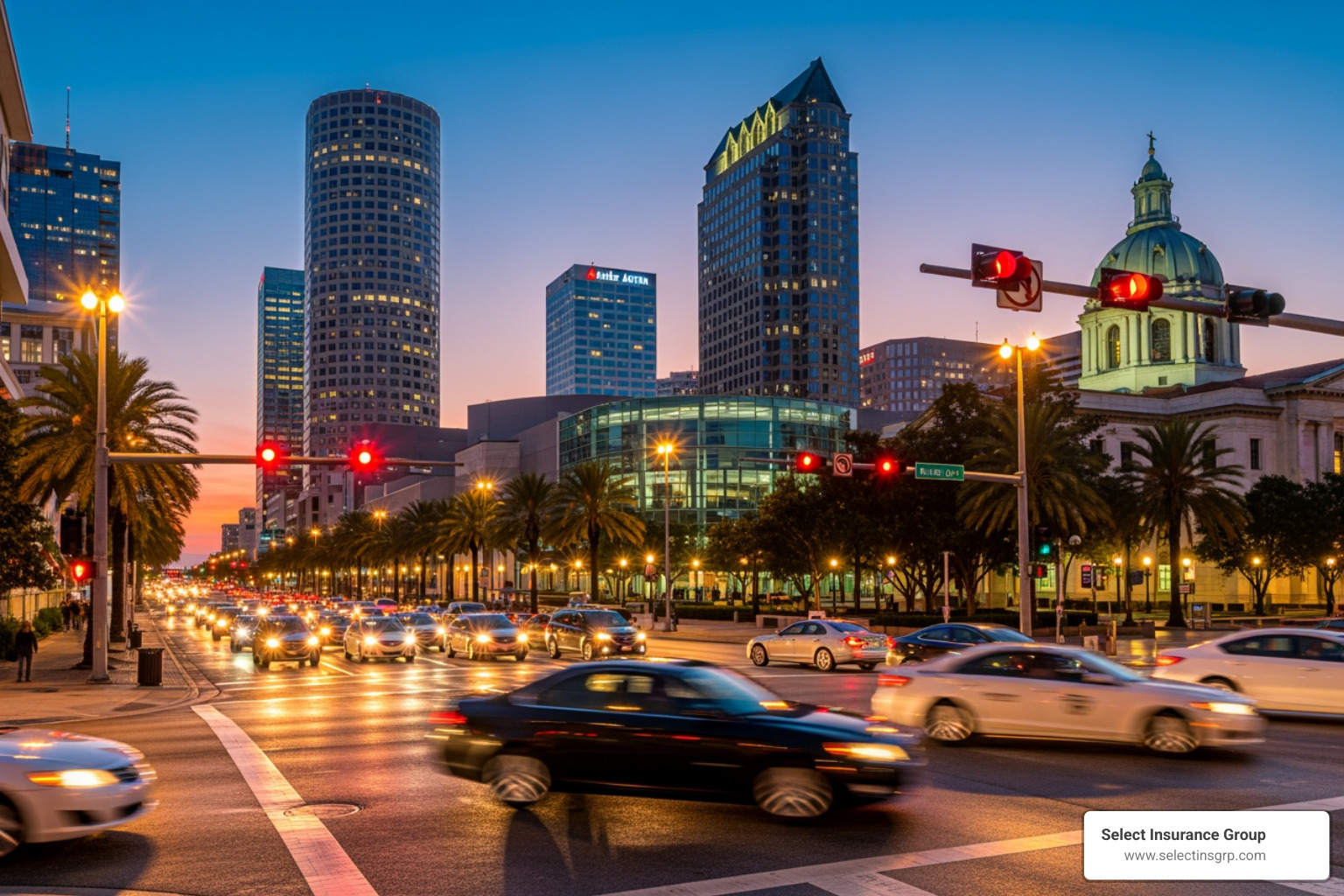 A busy Tampa intersection or traffic jam - affordable auto insurance tampa A busy Tampa intersection or traffic jam - affordable auto insurance tampa