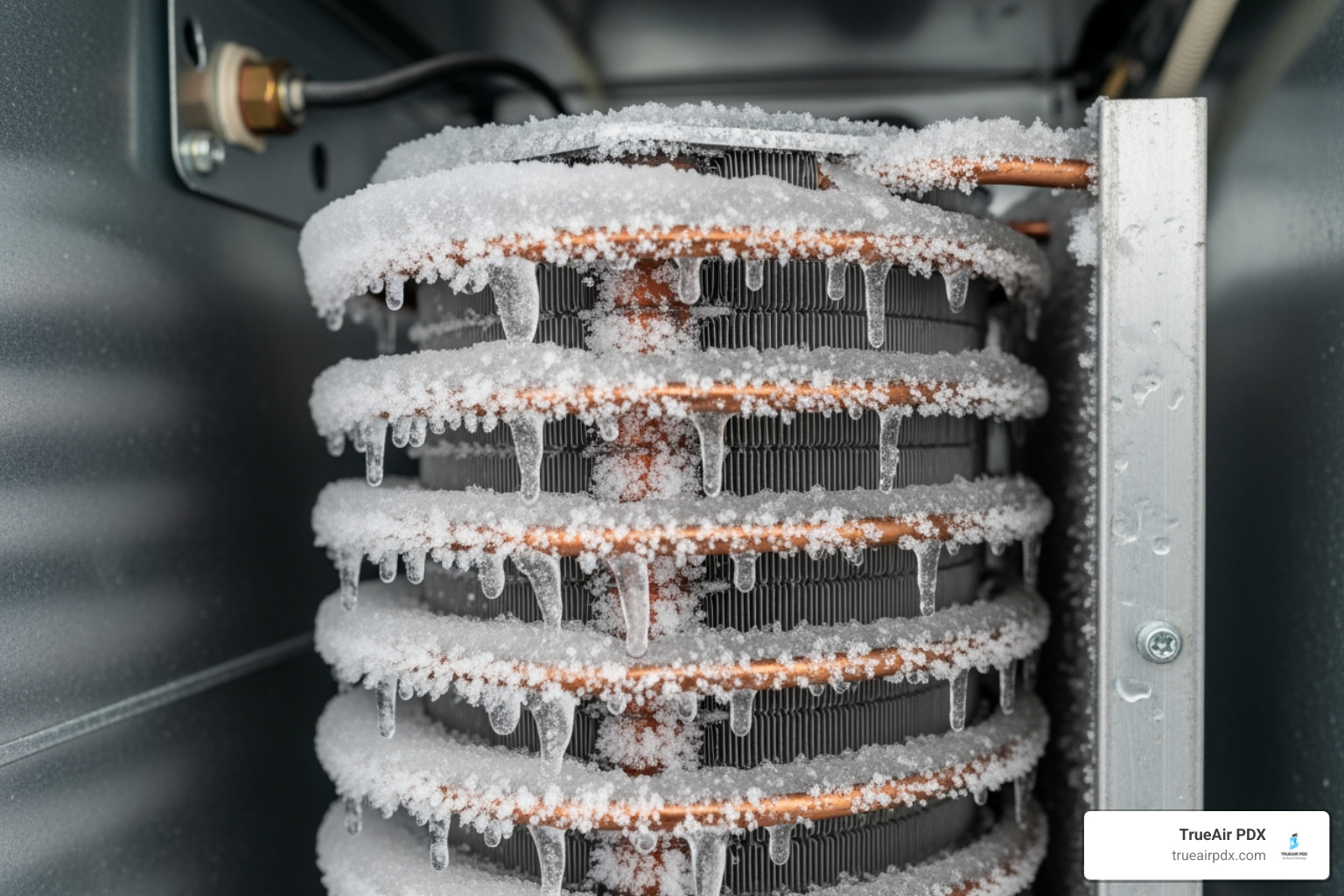 of a frozen evaporator coil with ice buildup - dirty furnace coil of a frozen evaporator coil with ice buildup - dirty furnace coil