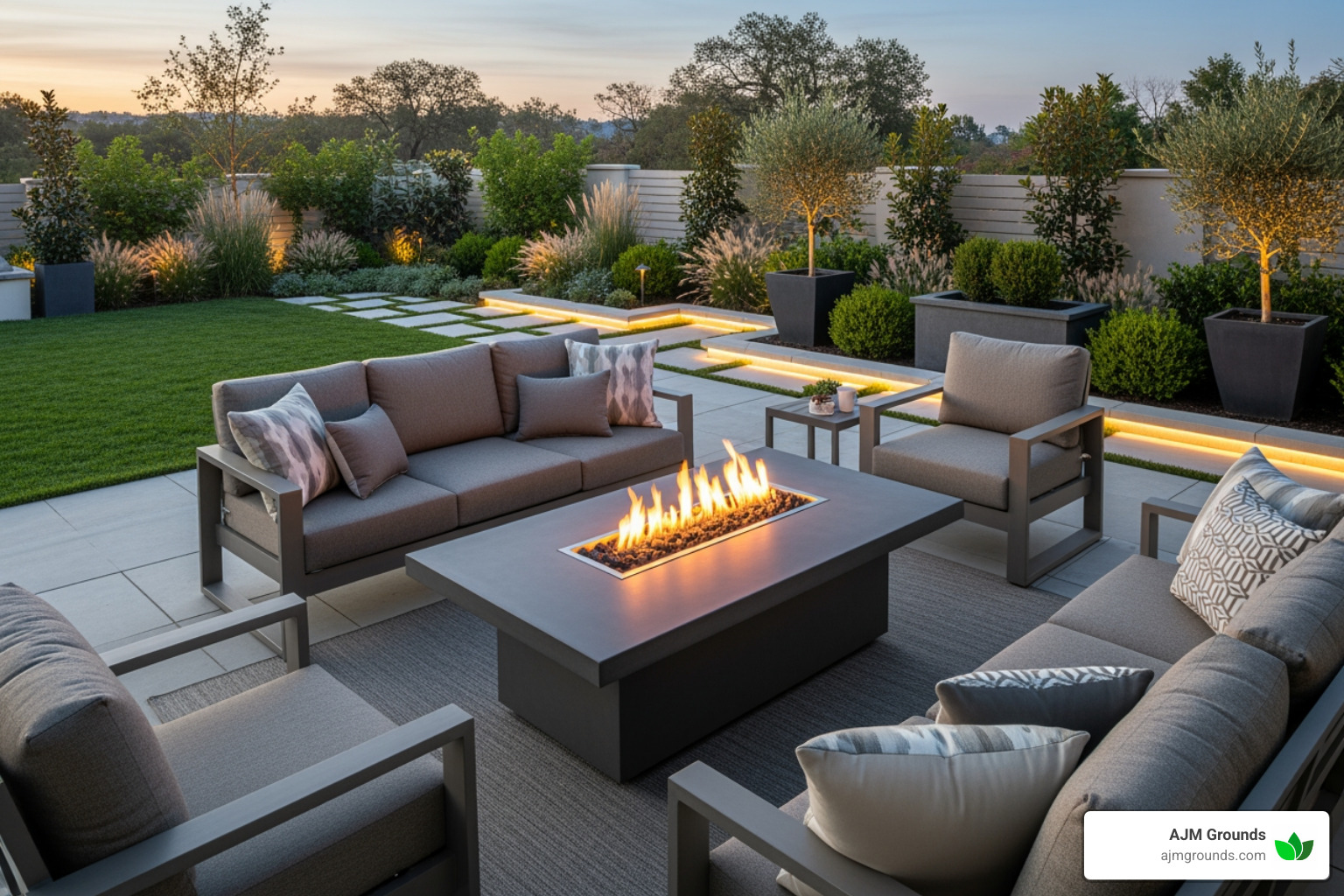 modern gas fire table with comfortable seating - Burlington outdoor fire pit