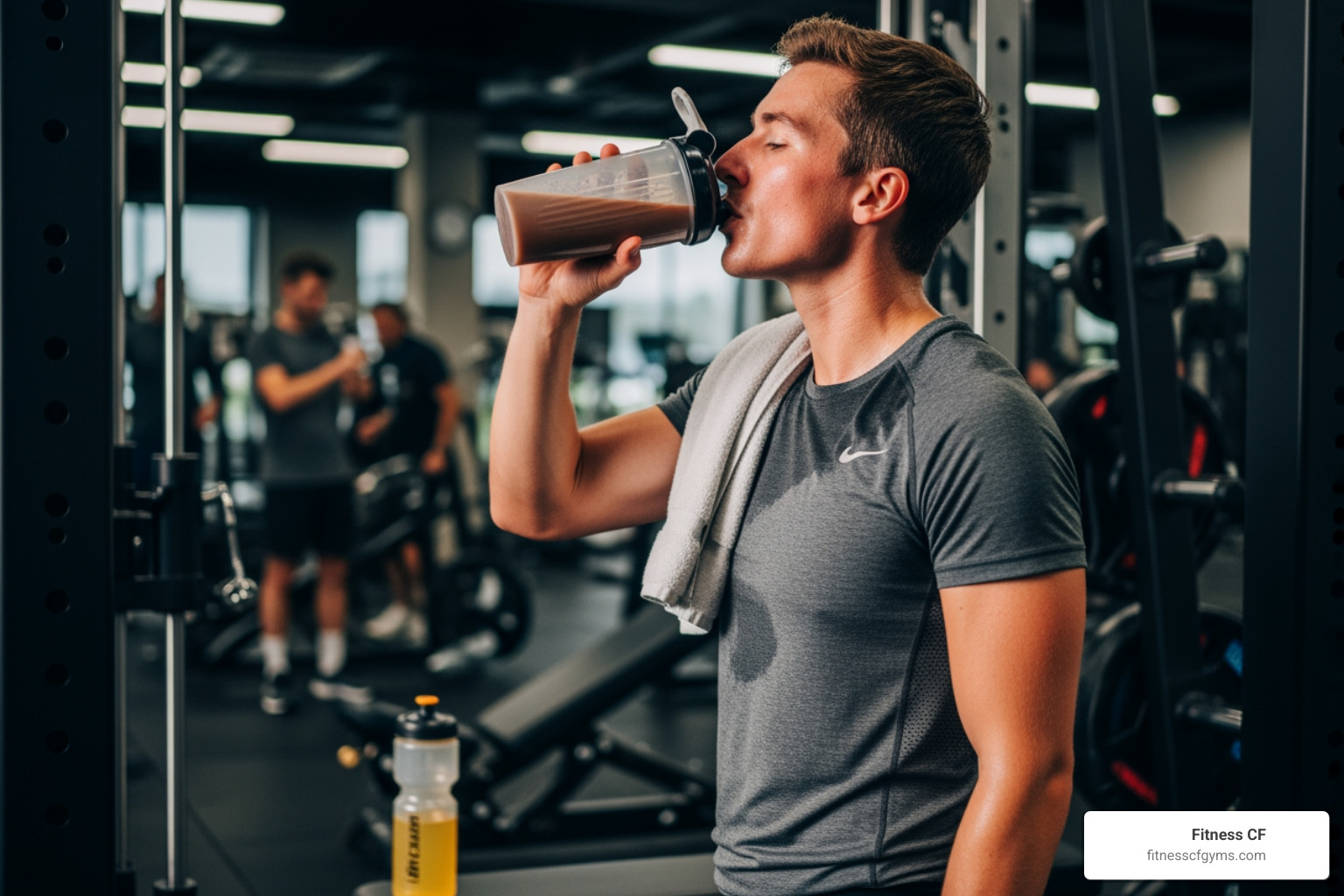 A person drinking a post-workout protein shake - nutrition tips for building muscle