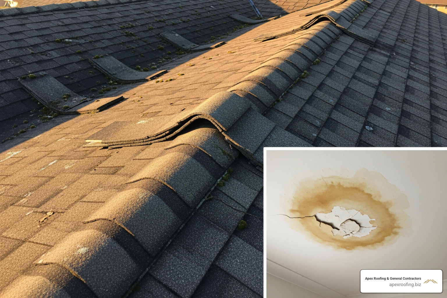 curling shingles and water stain on a ceiling - residential roofing in san antonio curling shingles and water stain on a ceiling - residential roofing in san antonio