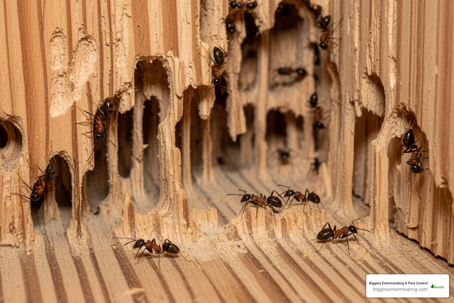 carpenter ant damage inside a wall - carpenter ant control Bedford