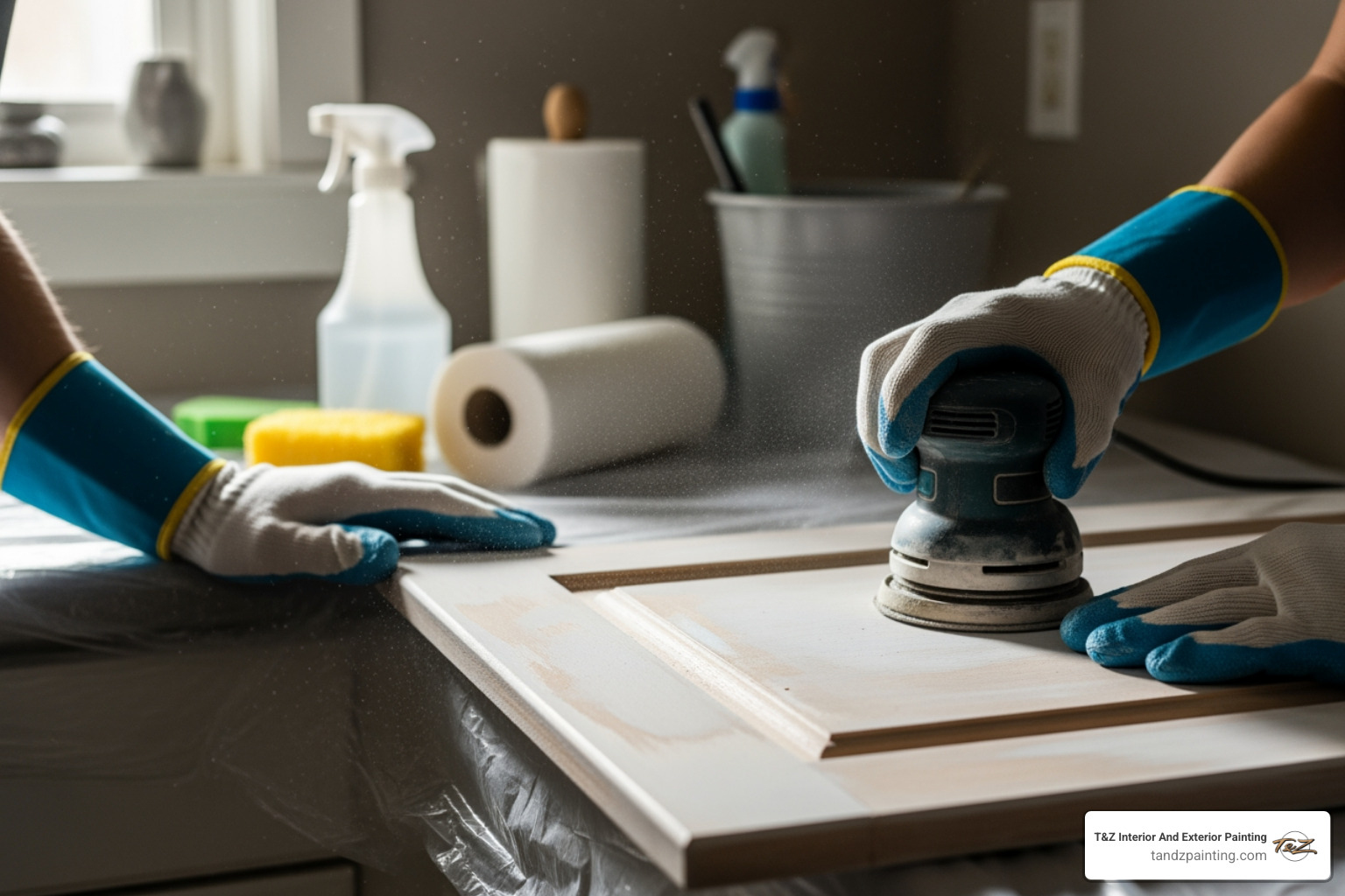 cabinet painting prep work, showing sanding and cleaning - semi gloss cabinet paint cabinet painting prep work, showing sanding and cleaning - semi gloss cabinet paint