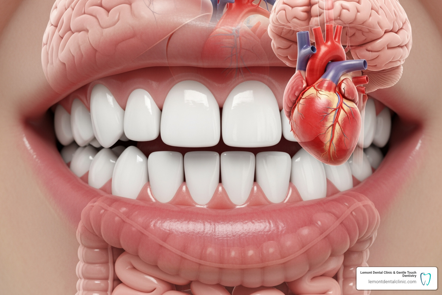 Image illustrating the connection between oral health and overall body health - professional teeth cleaning