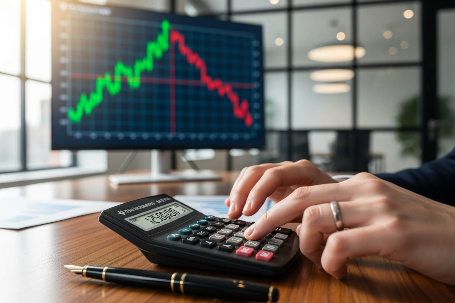 person using a calculator with financial charts in the background - early retirement strategies