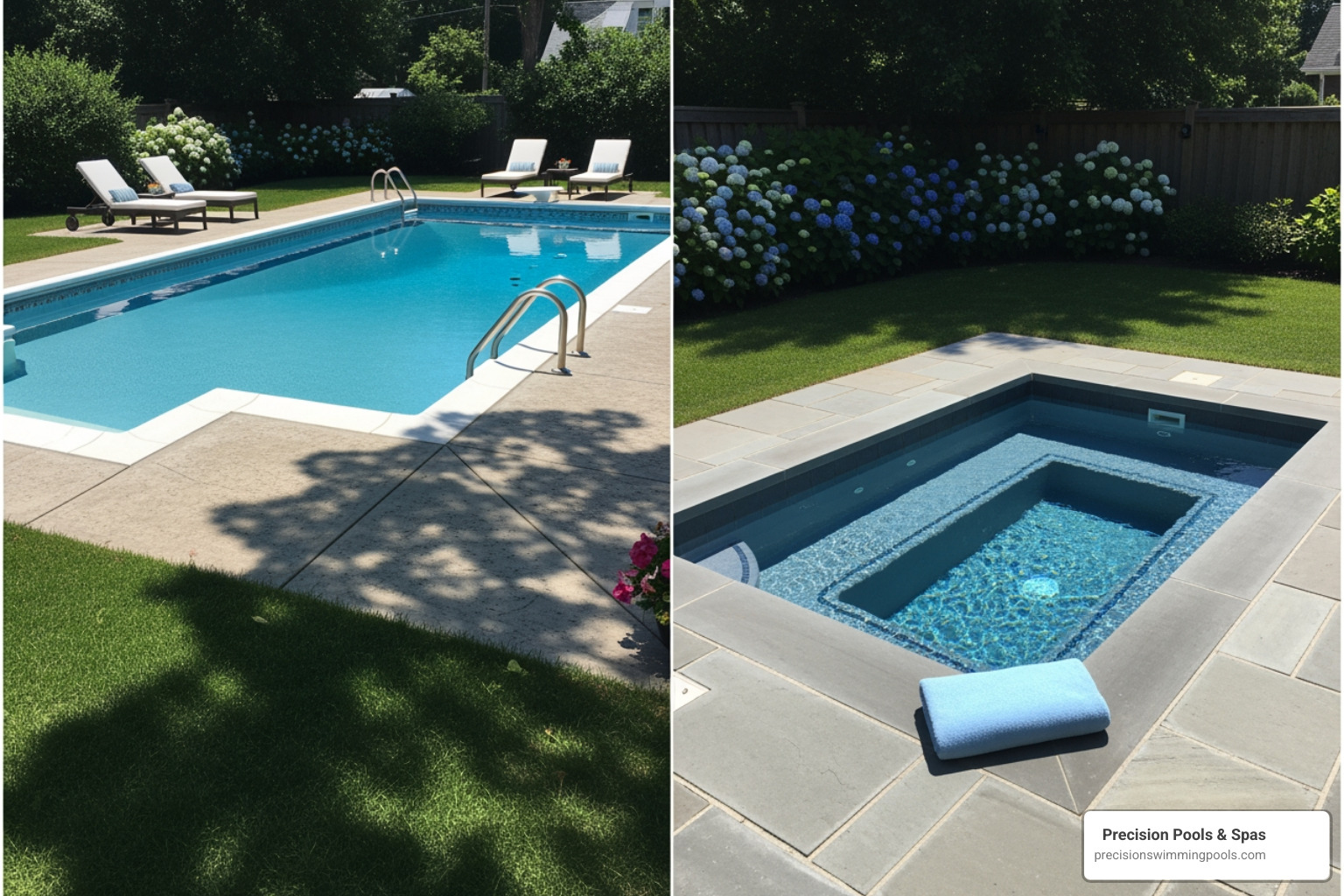 large deep end rectangular pool and small shallow plunge pool - custom inground pool prices large deep end rectangular pool and small shallow plunge pool - custom inground pool prices