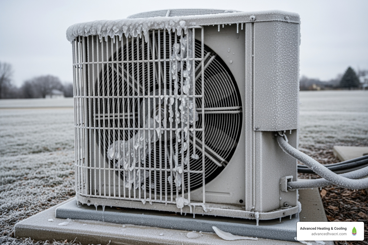 An overworked, frosty HVAC unit with ice buildup on the coils, indicating severe operational issues due to dirt and lack of maintenance - Condenser coil cleaning service