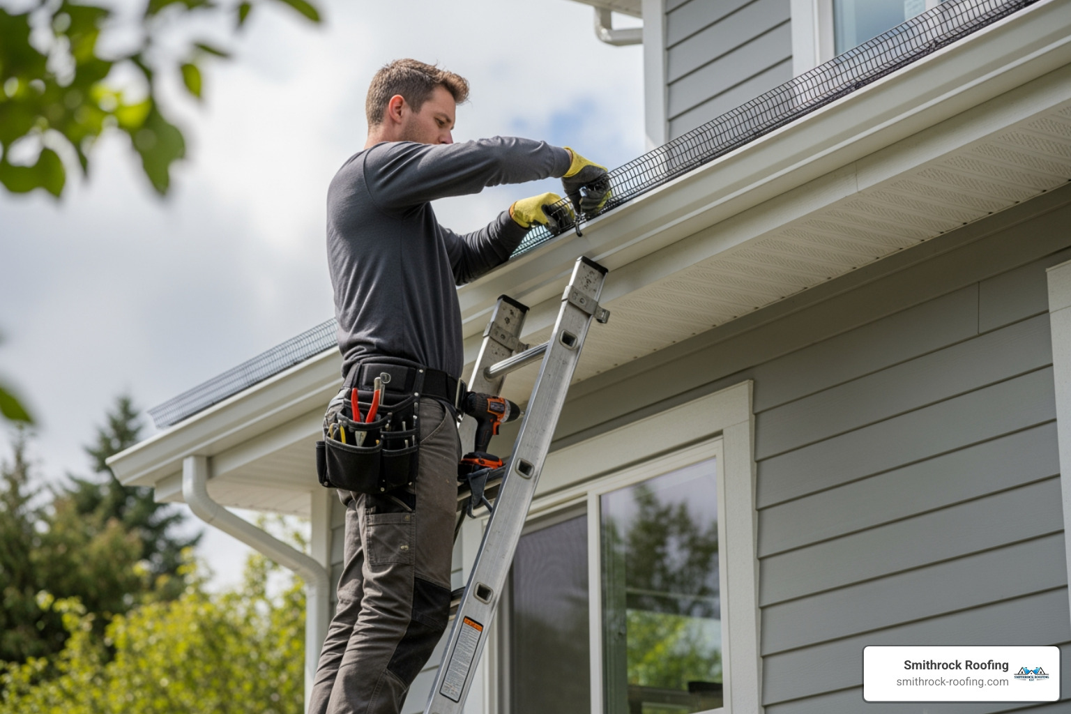 gutter guard being installed on an eavestrough - eavestrough installation prices