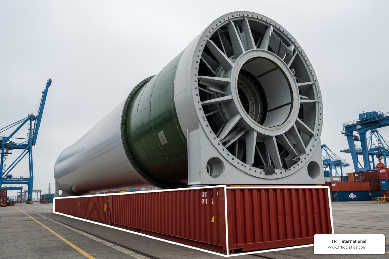 cargo dimensions exceeding a standard container outline - oversized cargo shipping