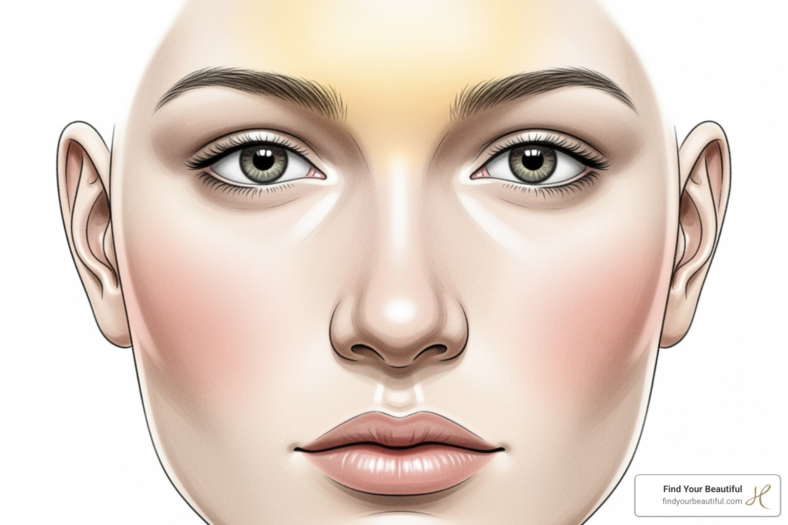 a face map of more sensitive (forehead, nose, lips) vs. less sensitive areas (cheeks) - microneedling pain level