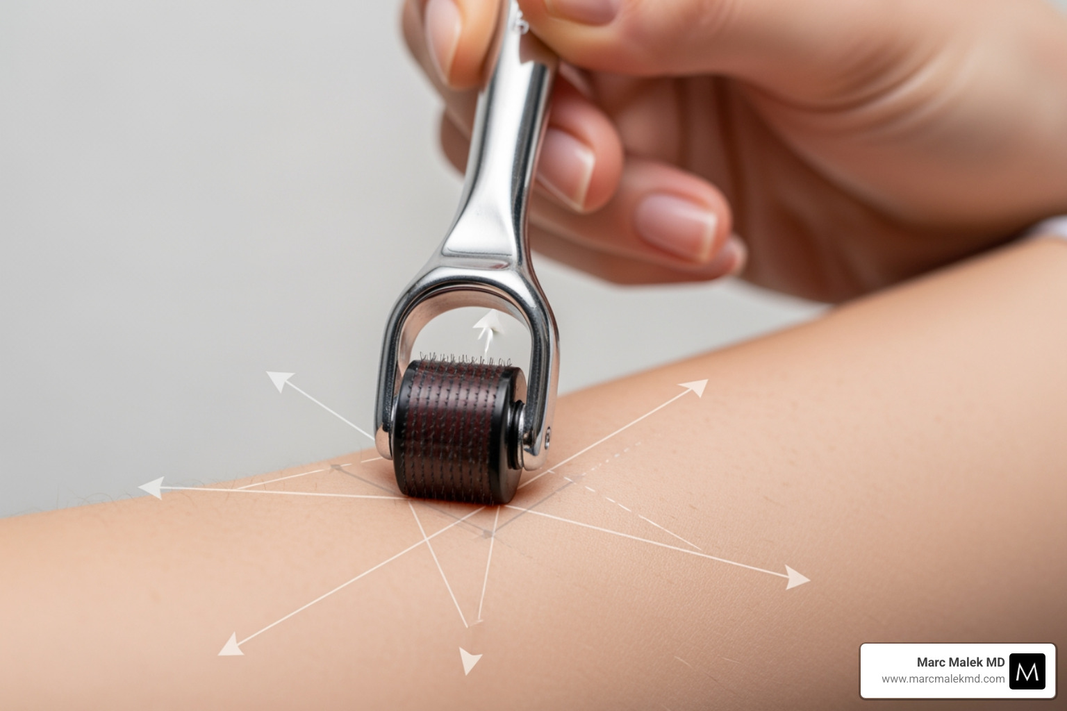 Image demonstrating the star-pattern rolling technique - dermaroller for scars Image demonstrating the star-pattern rolling technique - dermaroller for scars