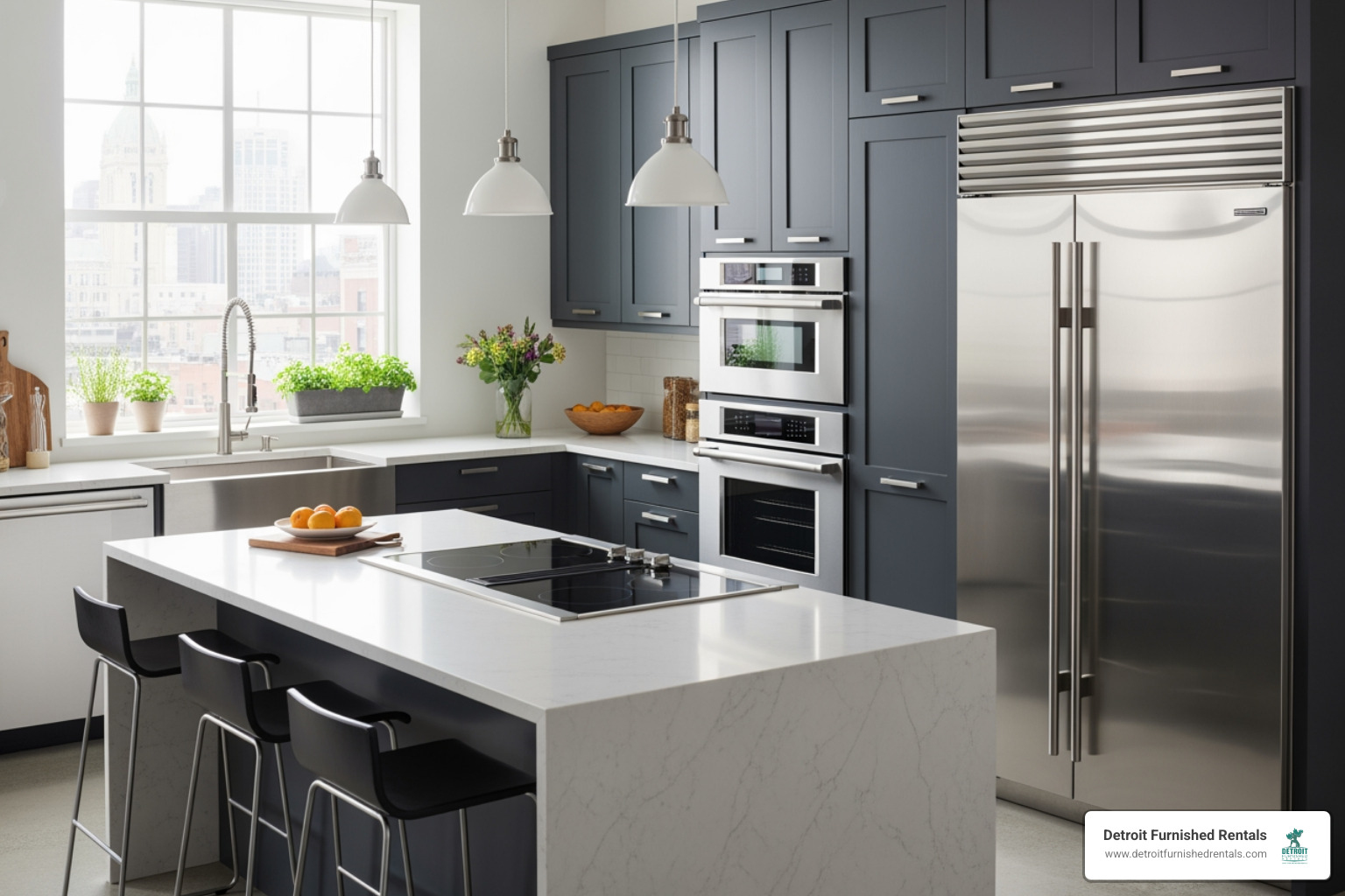 modern kitchen Detroit - furnished rentals Detroit MI