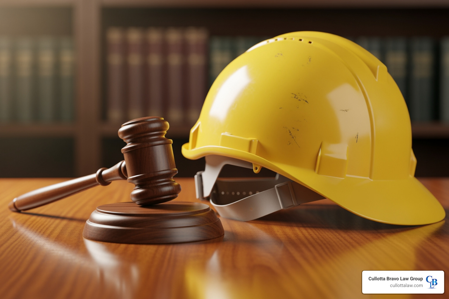 gavel and a hard hat - construction injury lawyers in naperville