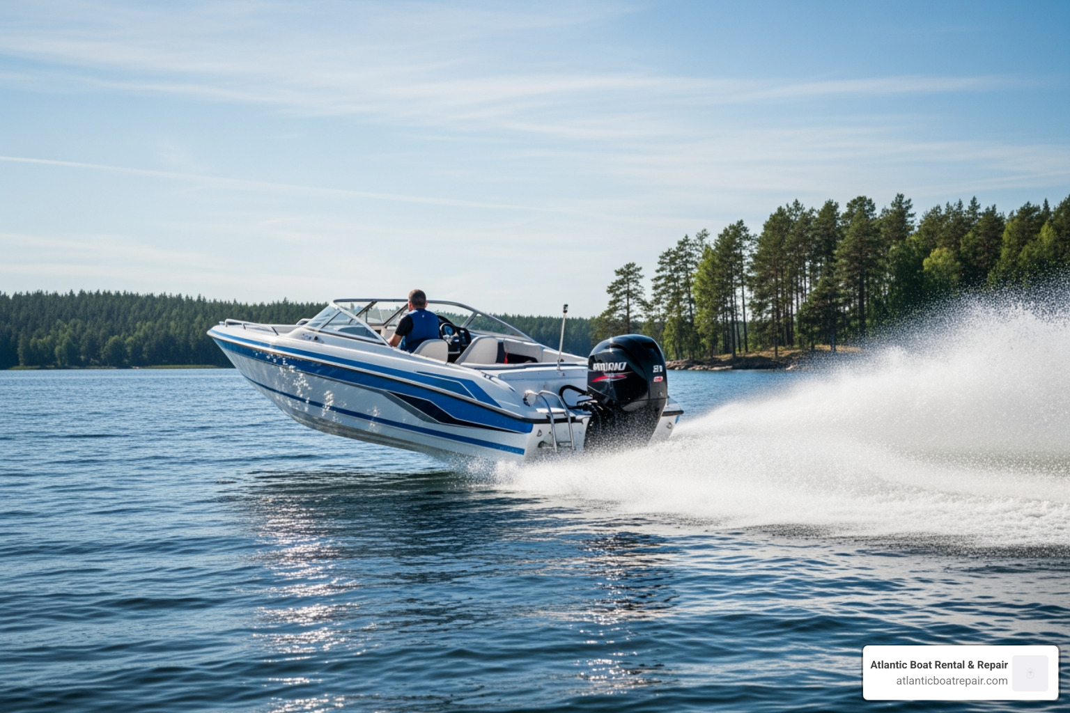 small boat getting on plane quickly - 2 stroke outboard
