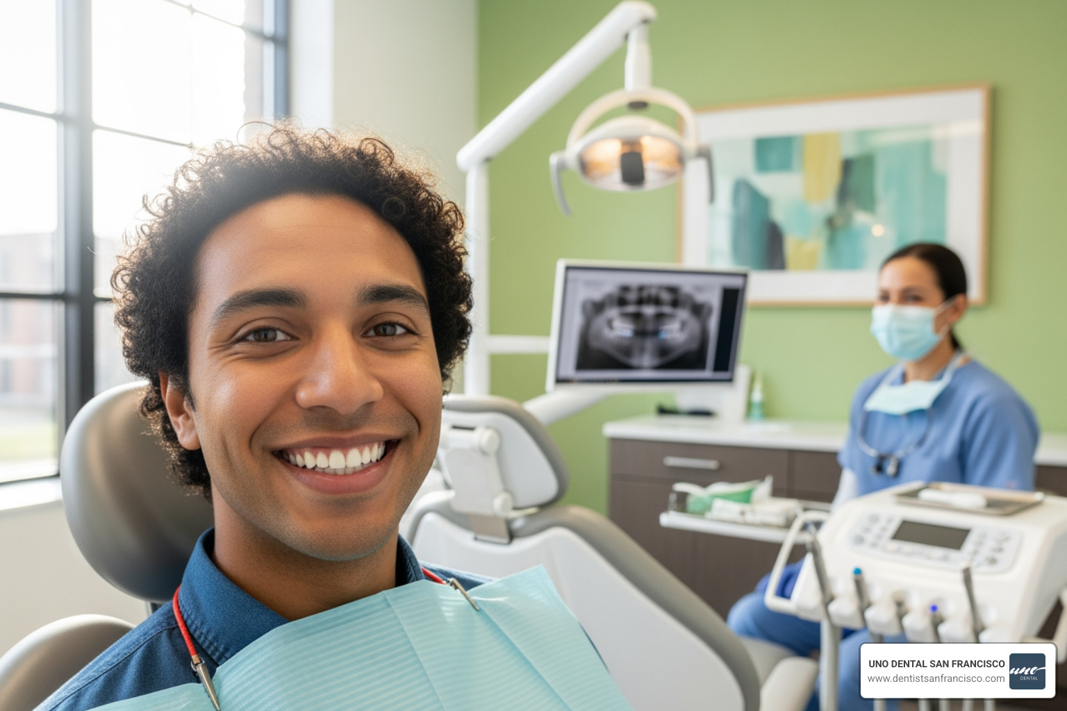 happy patient smiling after dental treatment - san francisco dental office happy patient smiling after dental treatment - san francisco dental office