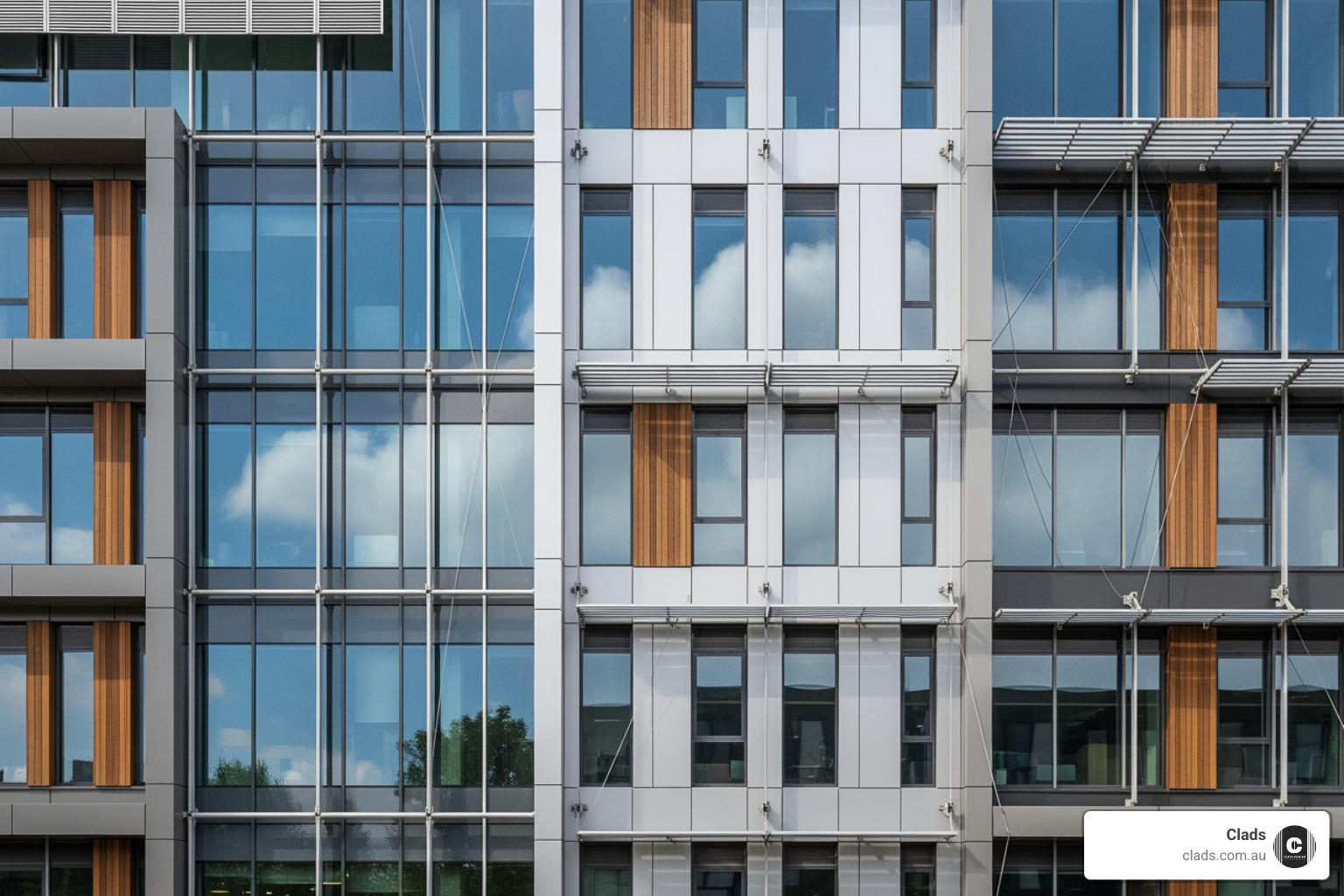 Cross-section of a modern ventilated rainscreen facade system on an Australian building - External facade systems