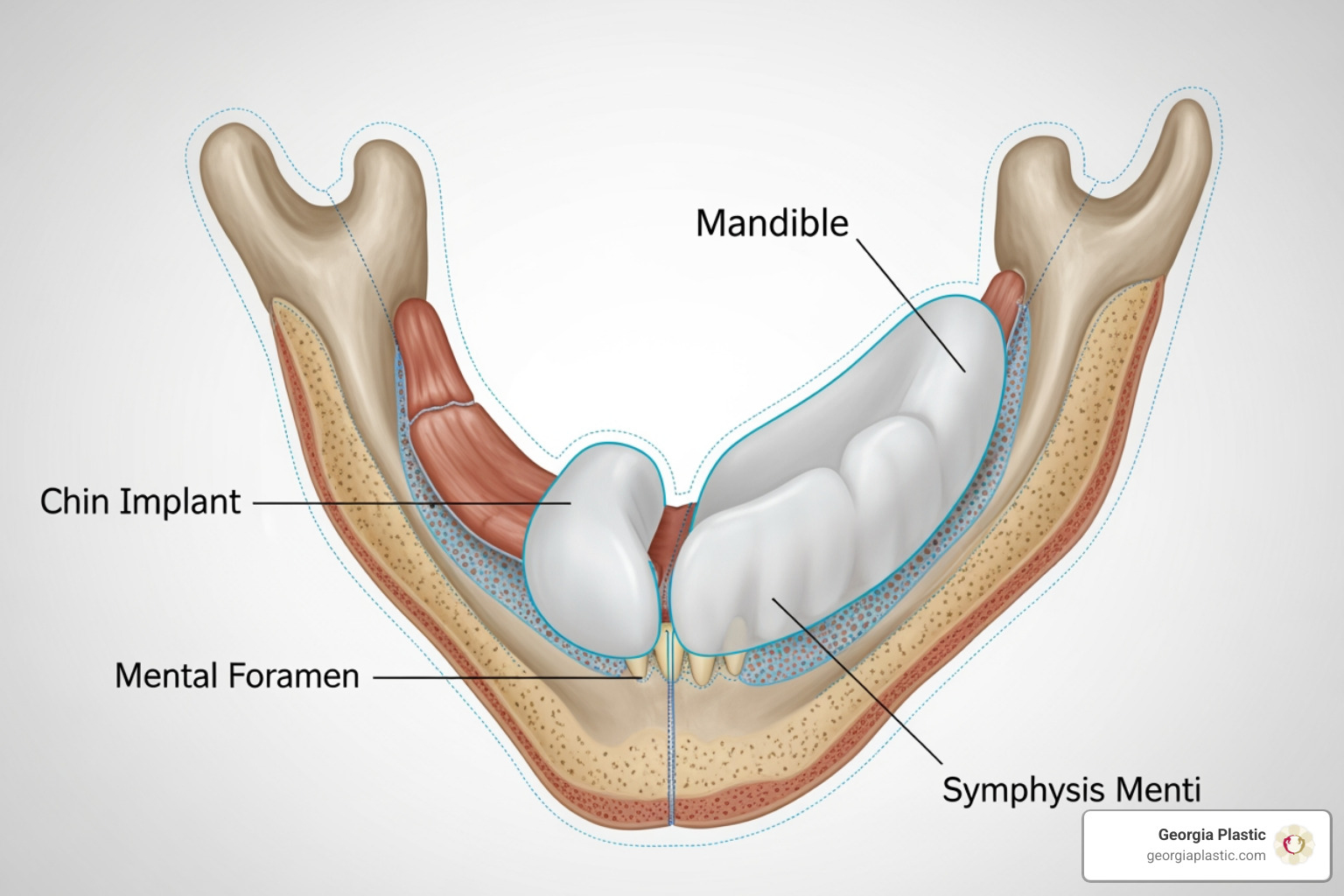 diagram showing correct chin implant placement on the mandible - chin implant after 20 years diagram showing correct chin implant placement on the mandible - chin implant after 20 years