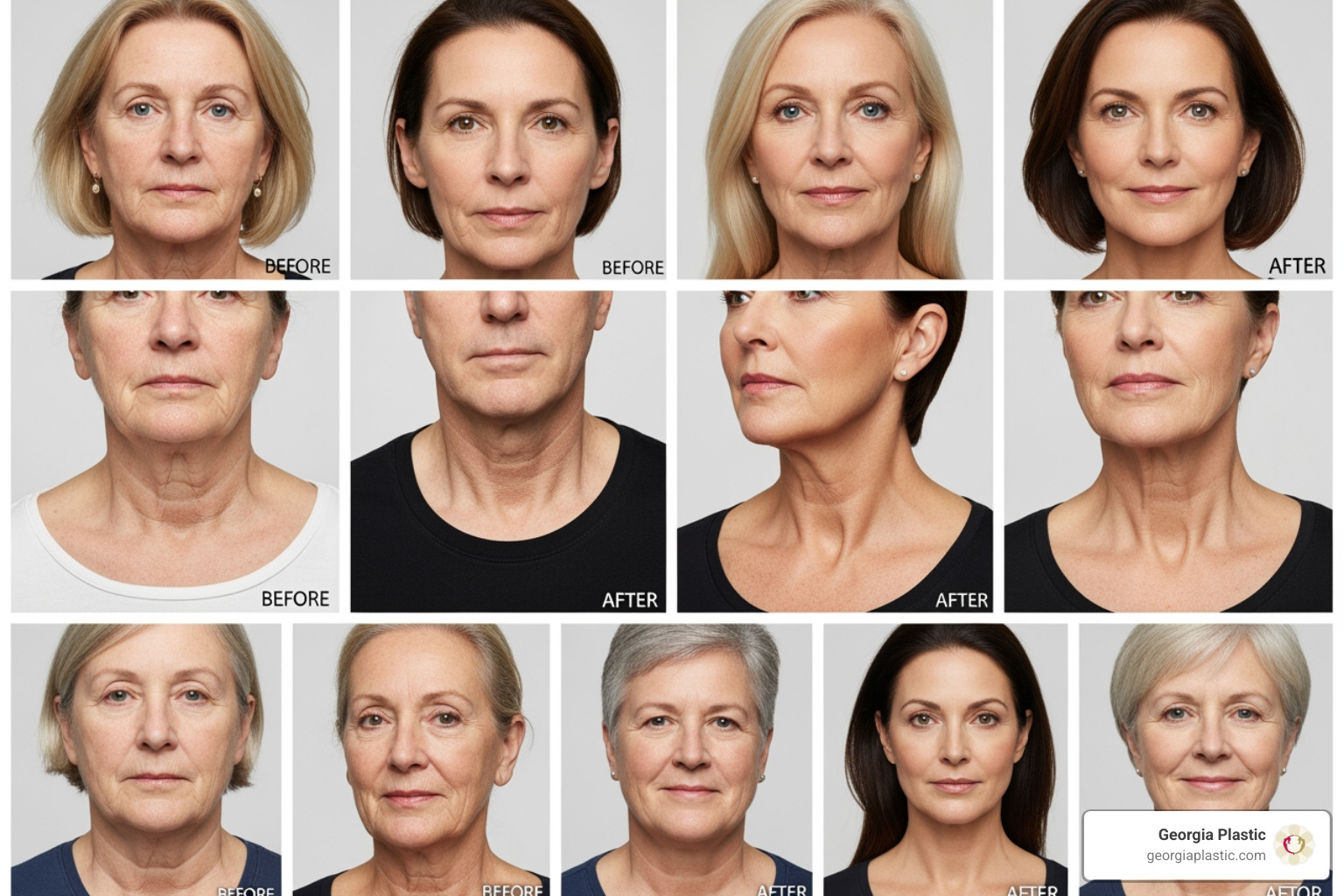 diverse individuals showing before-and-after results of a neck lift - Neck lift surgeon diverse individuals showing before-and-after results of a neck lift - Neck lift surgeon
